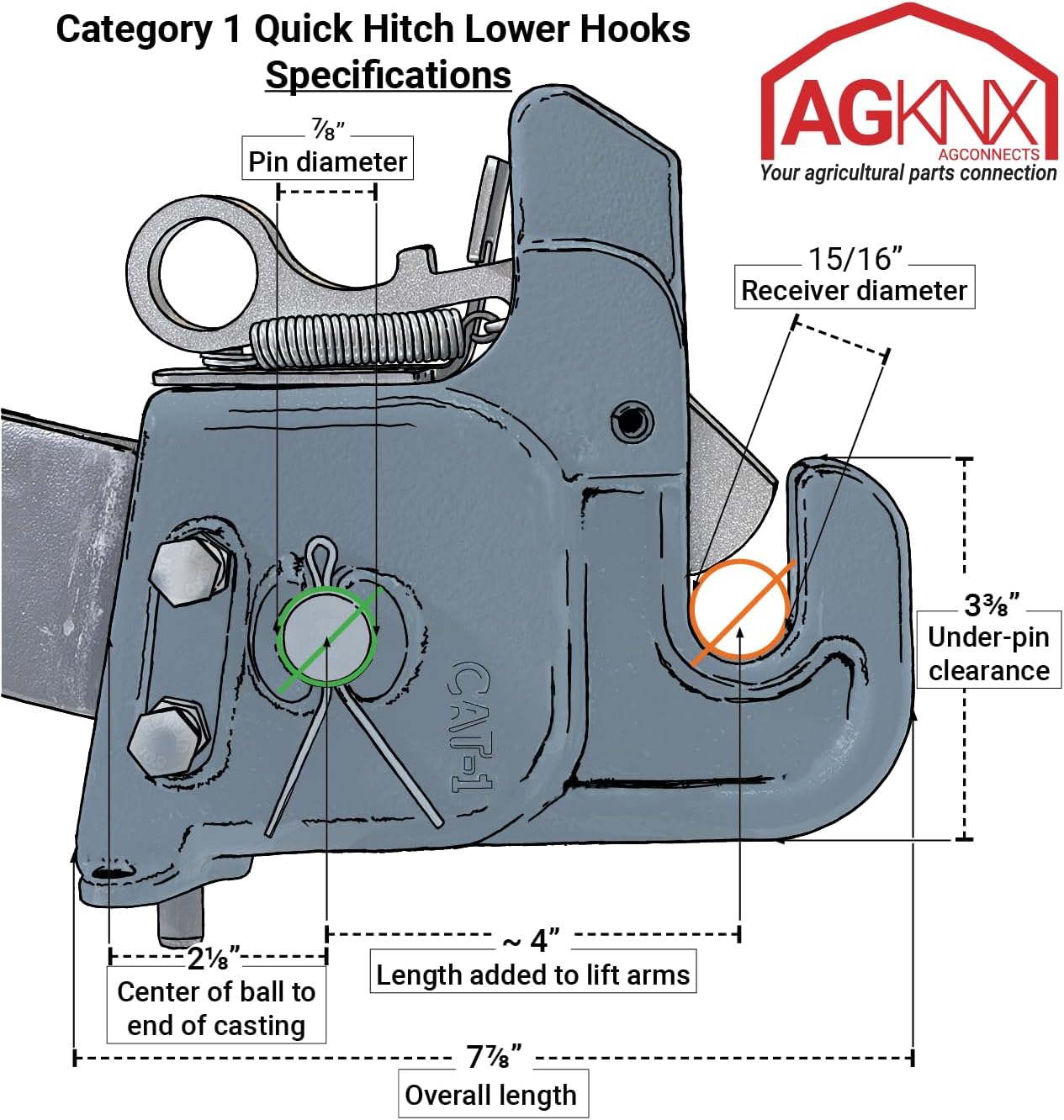 No-Weld Cat 1 Quick Hitch Lower Hooks