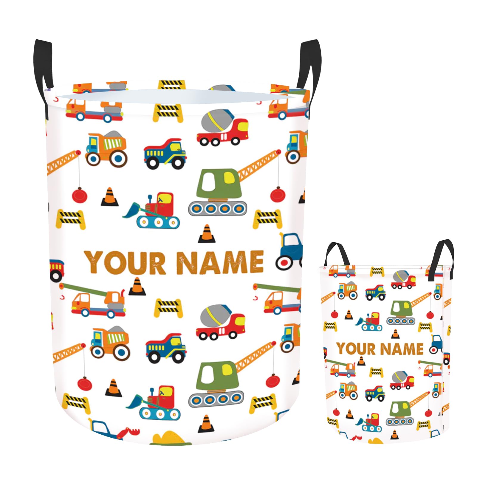 Rucekia Personalized Truck Laundry Basket for Kids, Custom Name Baby Girl Laundry Hamper for Nursery, Customize Baby Name Laundry Basket, Baby Clothes