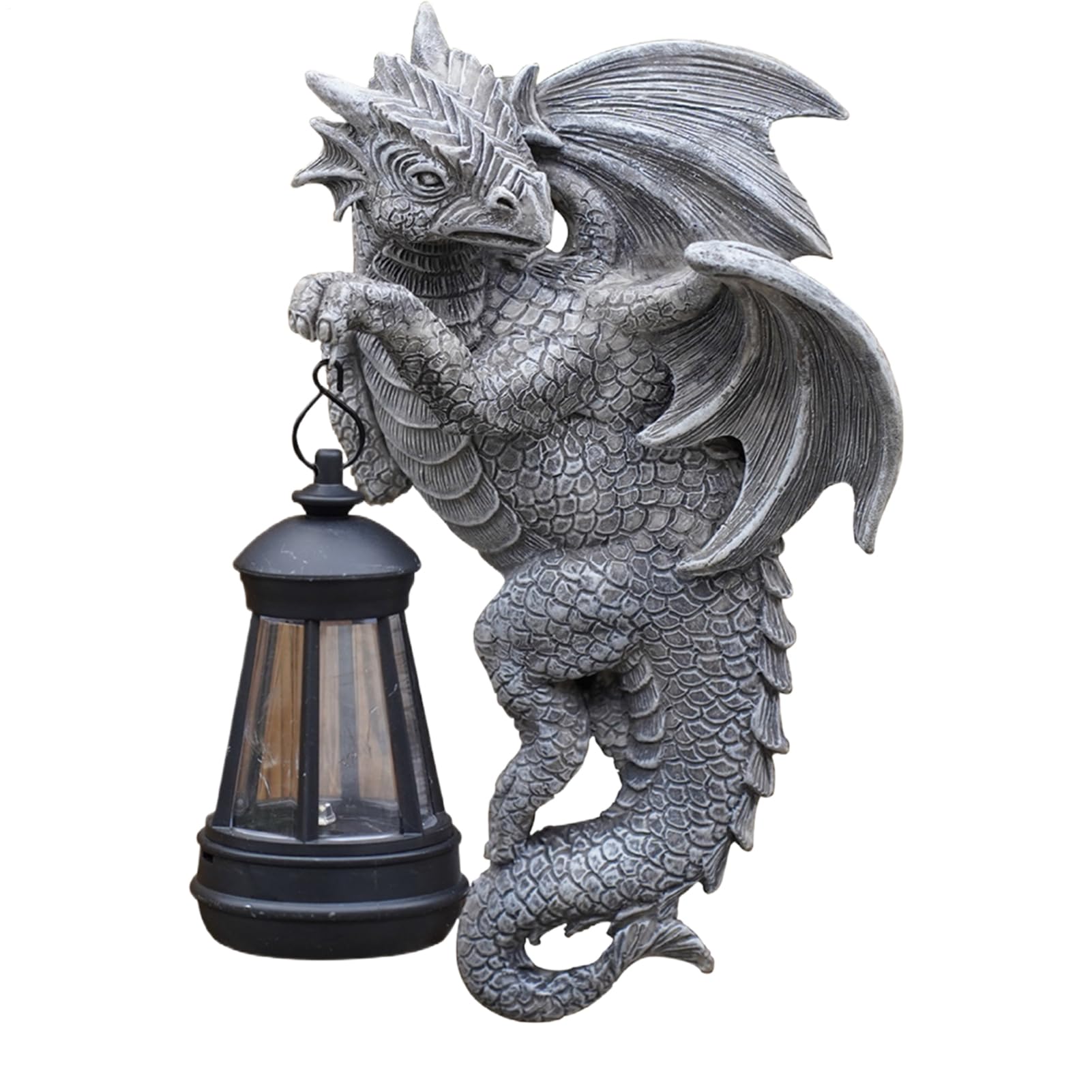 Figurina Del Drago Da Giardino - Statua Del Drago Solare | Scultura Di Draghi Unici Con Lanterna | Statue Esterne Resistenti Alle Intemperie Per Il Giardino Prato Da Patio Balcone | Regalo Di