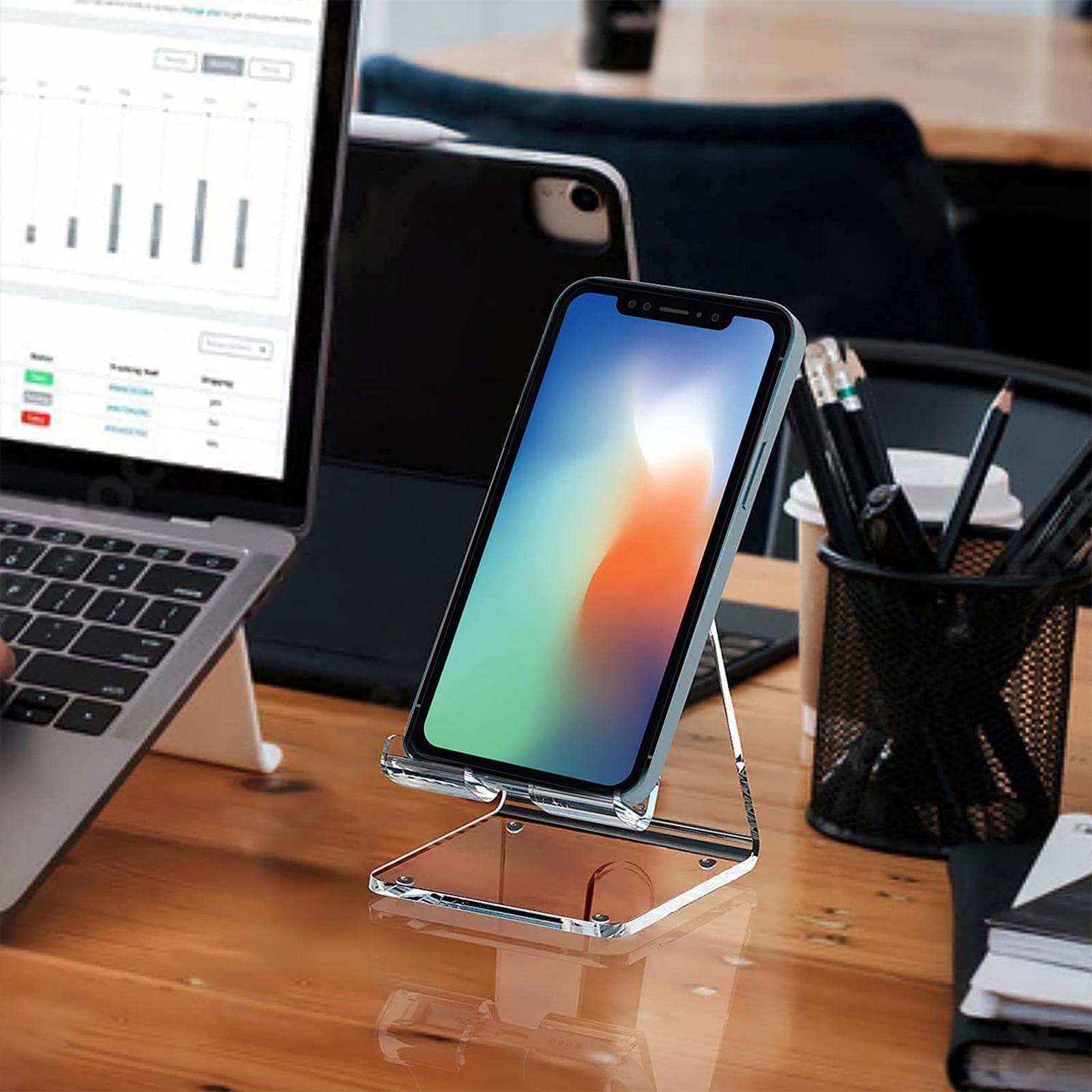 5 téléphone Portable en Acrylique | téléphone Portable en Acrylique,Tablette réglable pour Bureau Compatible avec téléphone 4-10'', Interrupteur