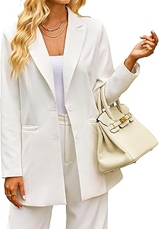 luvamia Blazers for Women Business Casual Long Blazer Jackets Dressy Work Professional Office Outfits Lapel Pockets