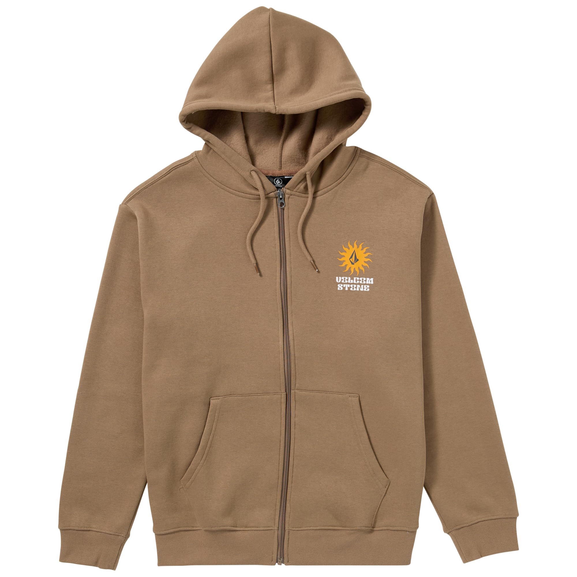 Volcom Men's Roundabout Zip Hoodie Fleece Sweatshirt, Teak, XXL