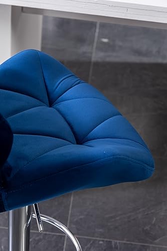 Miniatura 11 de Roundhill Furniture Breni - Taburetes de bar giratorios de terciopelo con diamantes de altura ajustable, juego de 2, color azul