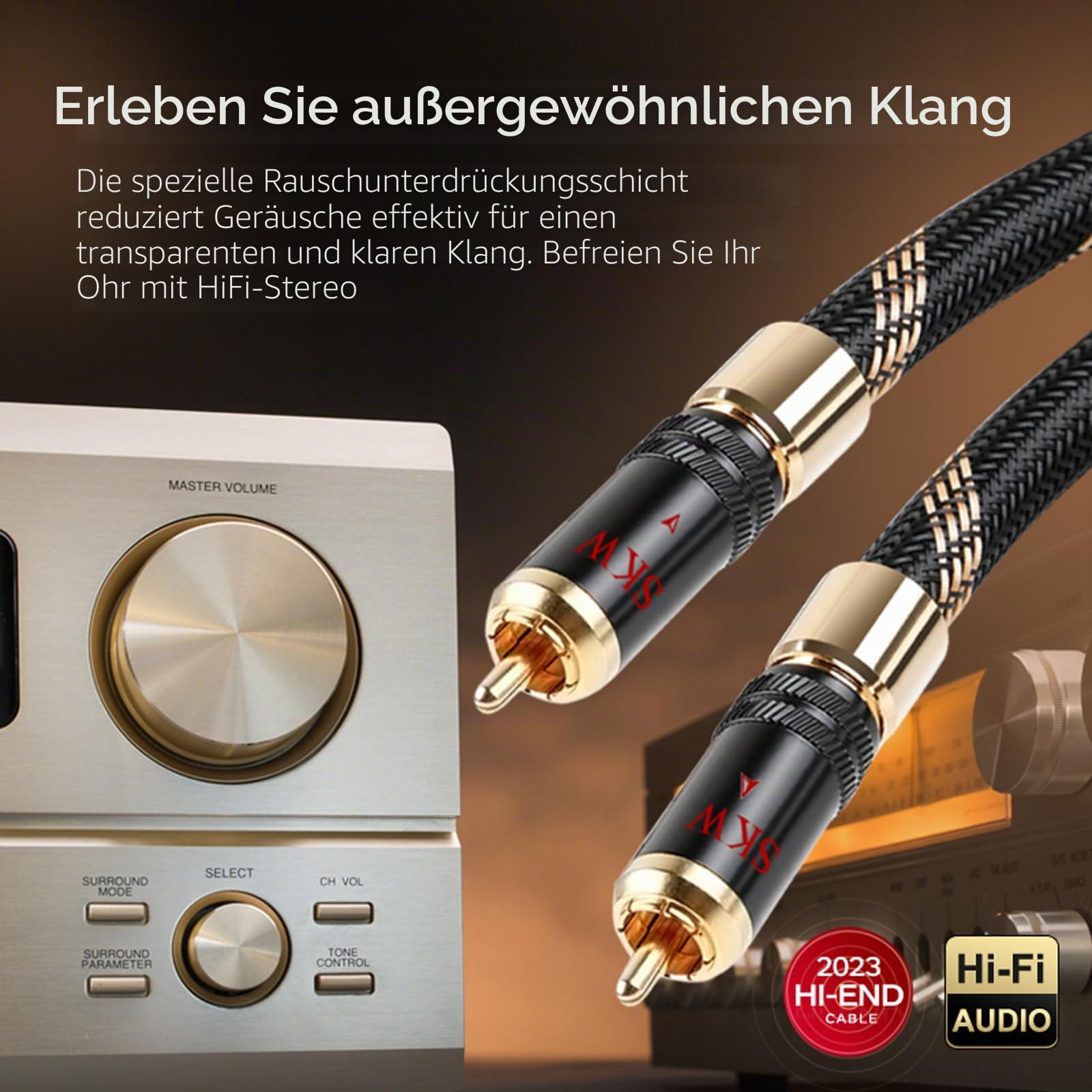 SKW Cinch RCA Digitales Koaxialkabel, S/PDIF RCA Subwoofer Kabel mit Selbstverriegelung Design, für 5.1 Stereo Surround Sound, Verstärker, Stereoanlage, Hi-Fi Anlage, OD: 8mm - 5M