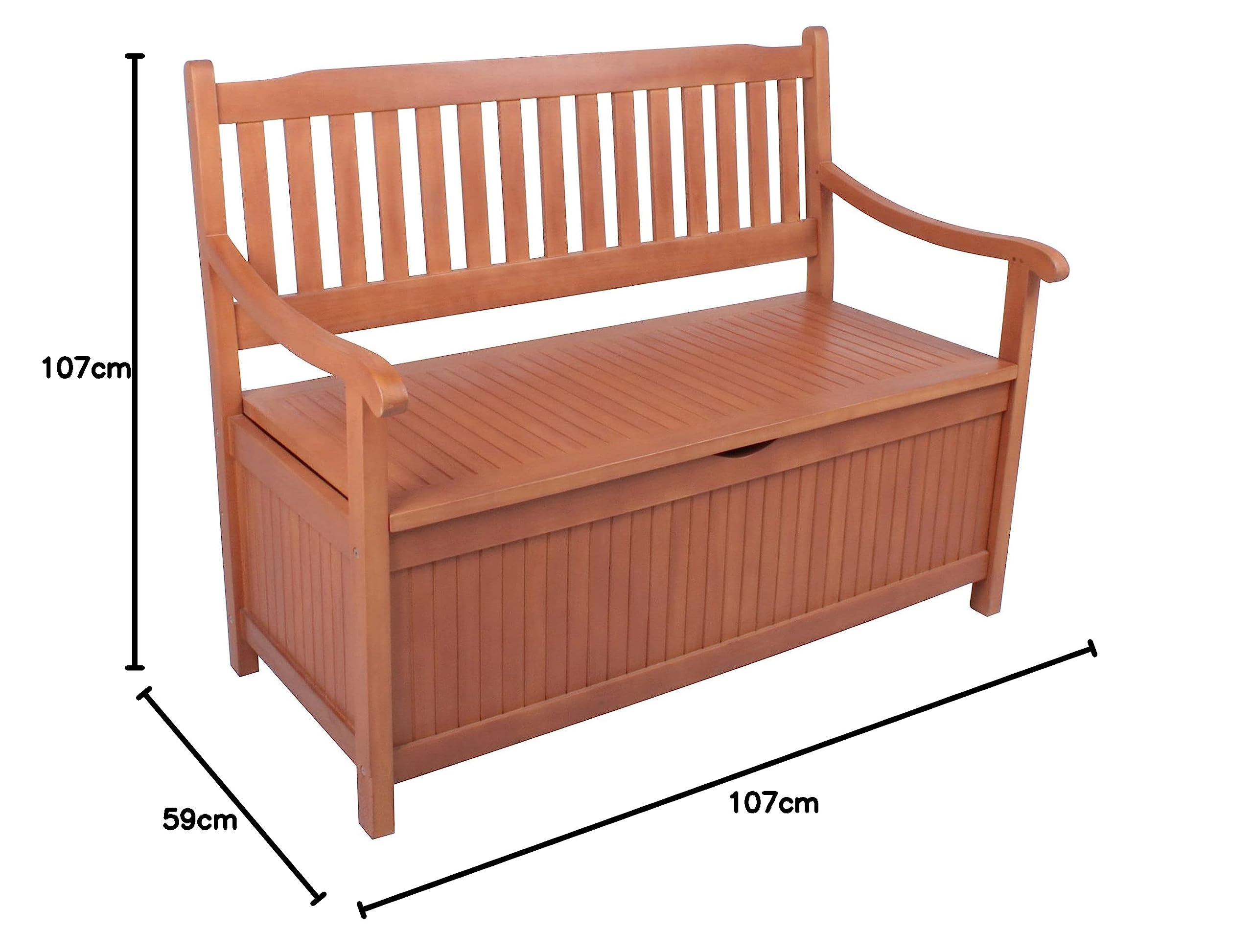 Spetebo Holz Gartenbank 2-Sitzer mit Stauraum - 107 x 59 x 90 cm | Outdoor Lounge Parkbank Aufbewahrungs Box Truhenbank