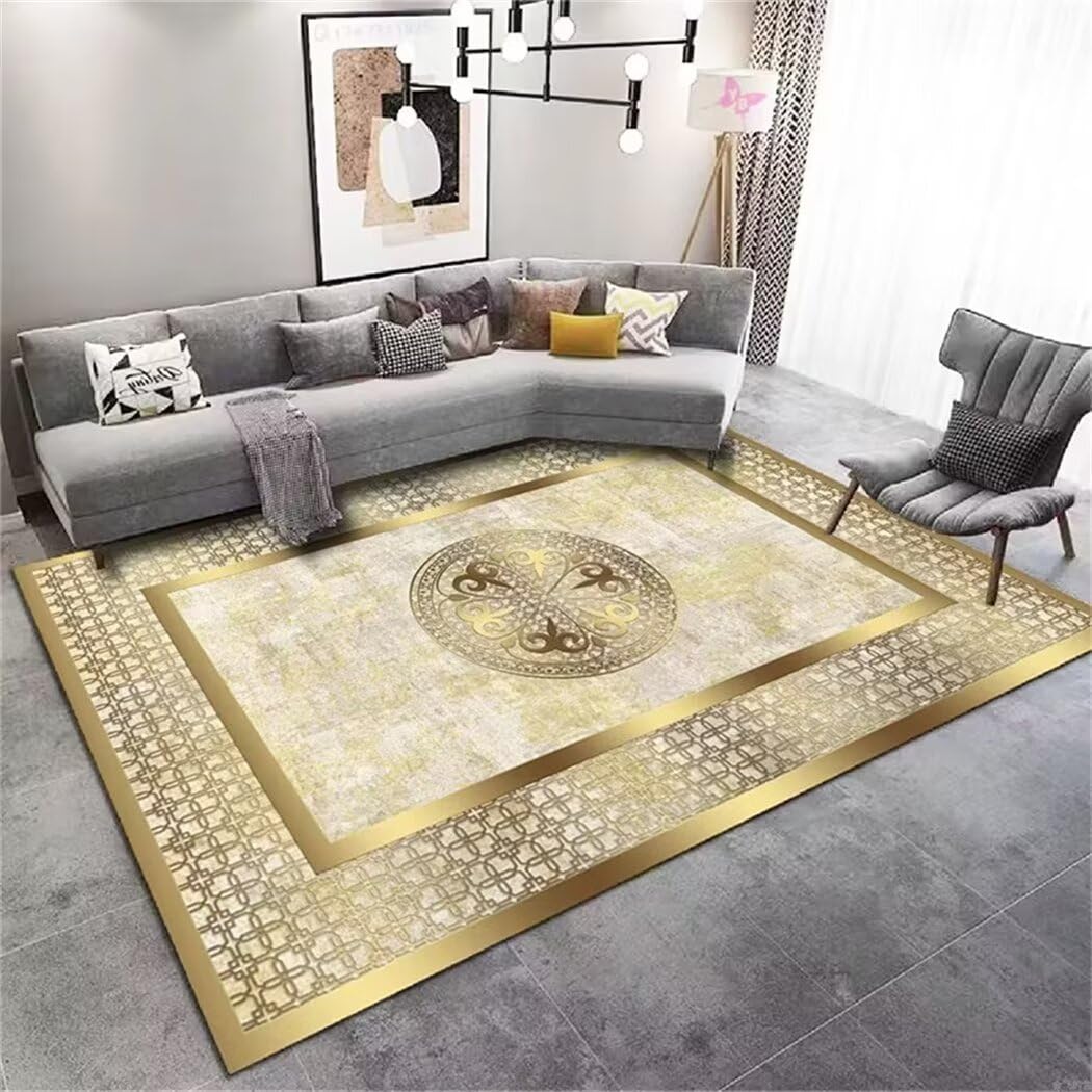 RUGMRZ Rug Living Room Gold Diamond Velvet, Dirt Resistant, Golden Color Kids Rugs For Bedrooms Boys 1 Carpet Decorations Bedroom 180X250CM