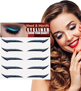 Glitter Eyeliner Adesivos para Olhos | Estêncil para Delineador Autoadesivo Instantâneo com Glitter 5 Pares,delineador adesivo, adesivos delineador maquiagem, estêncil Iytefeki