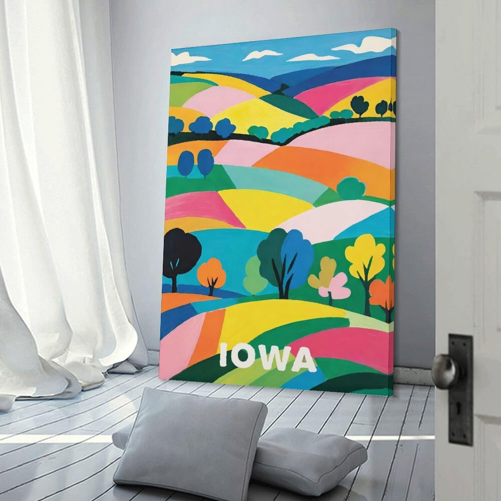 Junmoney Canvas Art Print Iowa My Home, 20x30inch(50x75cm), for Calm Bedrooms, Home Corners Or Flats, A Warm Accent for Relaxed Interiors