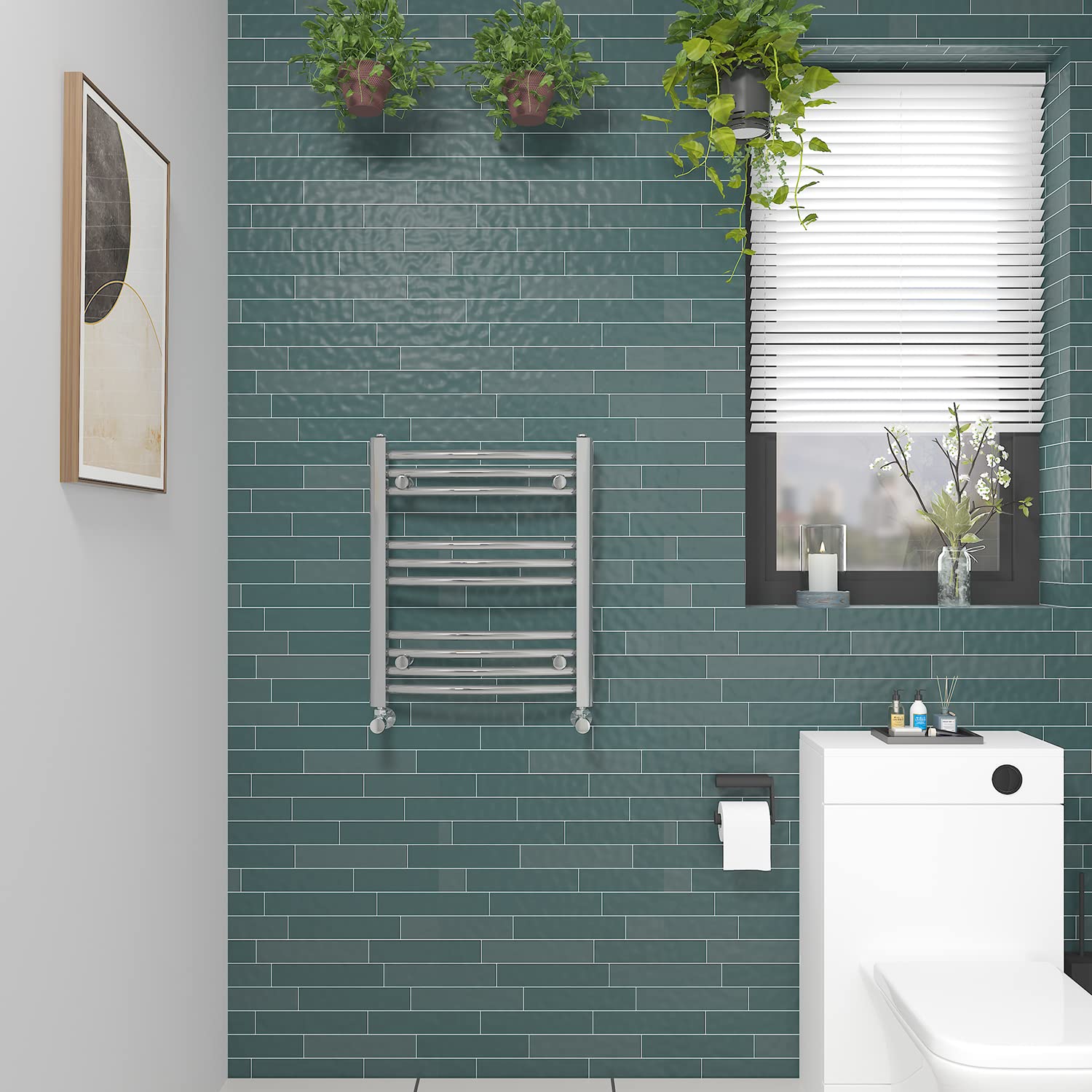 Nrg Curved Chrome Bathroom Heated Towel Rail Radiator Central Heating Ladder Rad Warmer 600X500mm