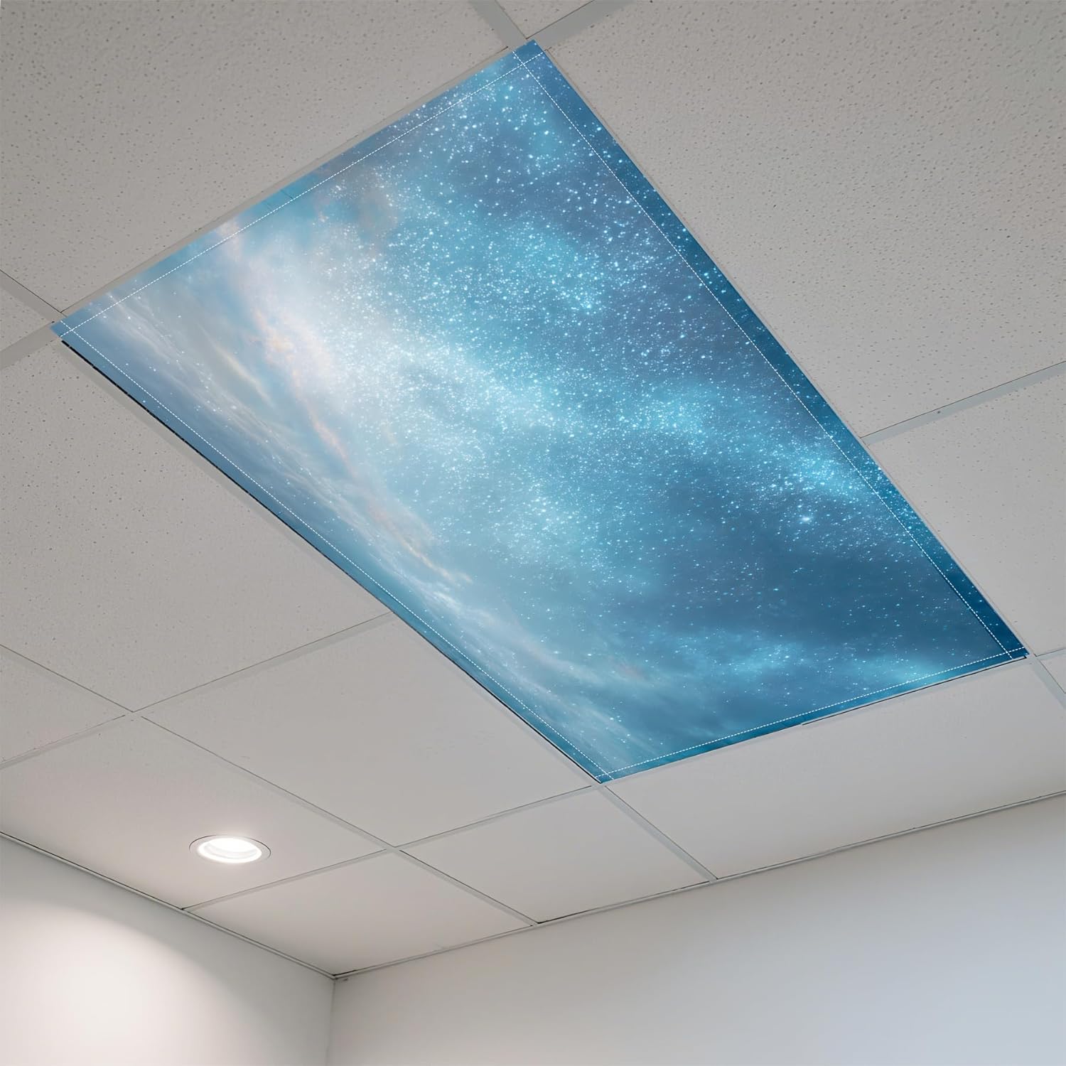 2 Pack Fluorescent Light Covers- 4 x 2 Feet Magnetic Ceiling Light Cover Room Supplies (Blue Sky)