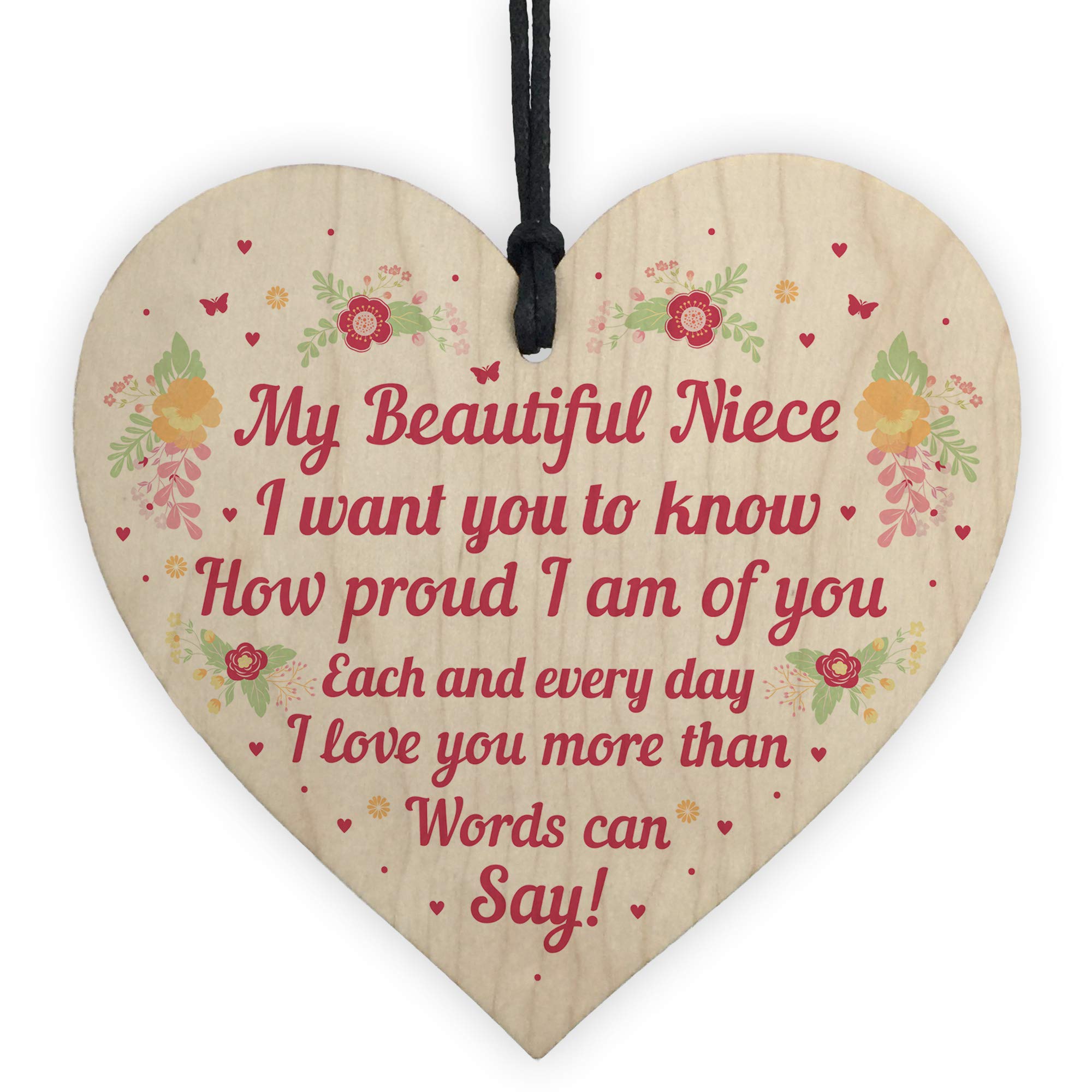 Red Ocean Gifts For Niece Birthday Wooden Heart Gifts From Auntie Uncle