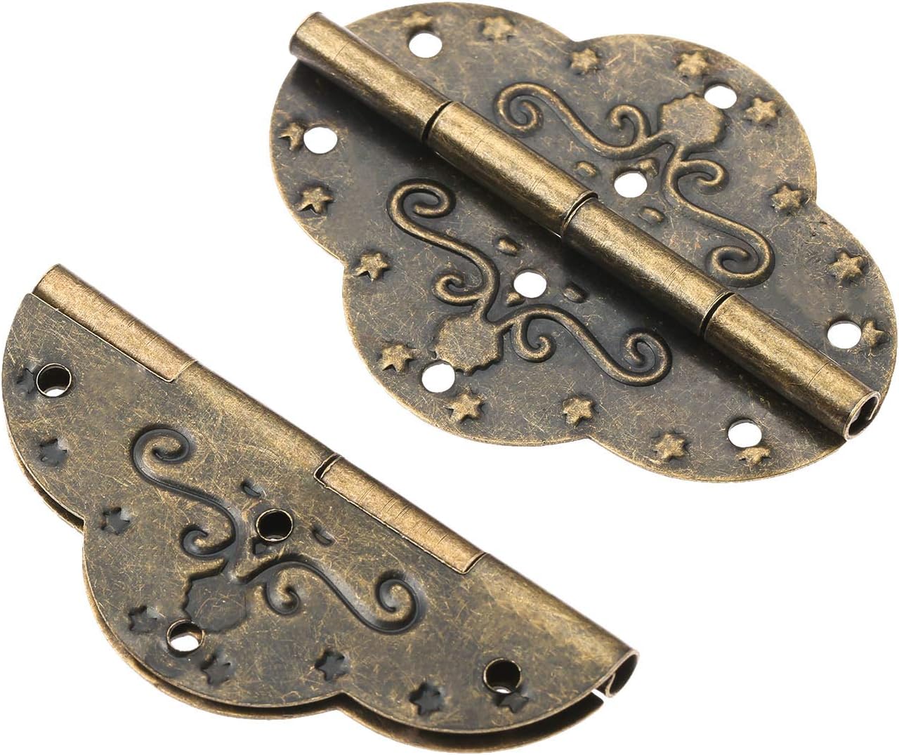 Dophee 4Pcs 2.72"x2.09" Retro Style Antique Bronze Iron Decorative Hinges for Wooden Jewelry Box Case