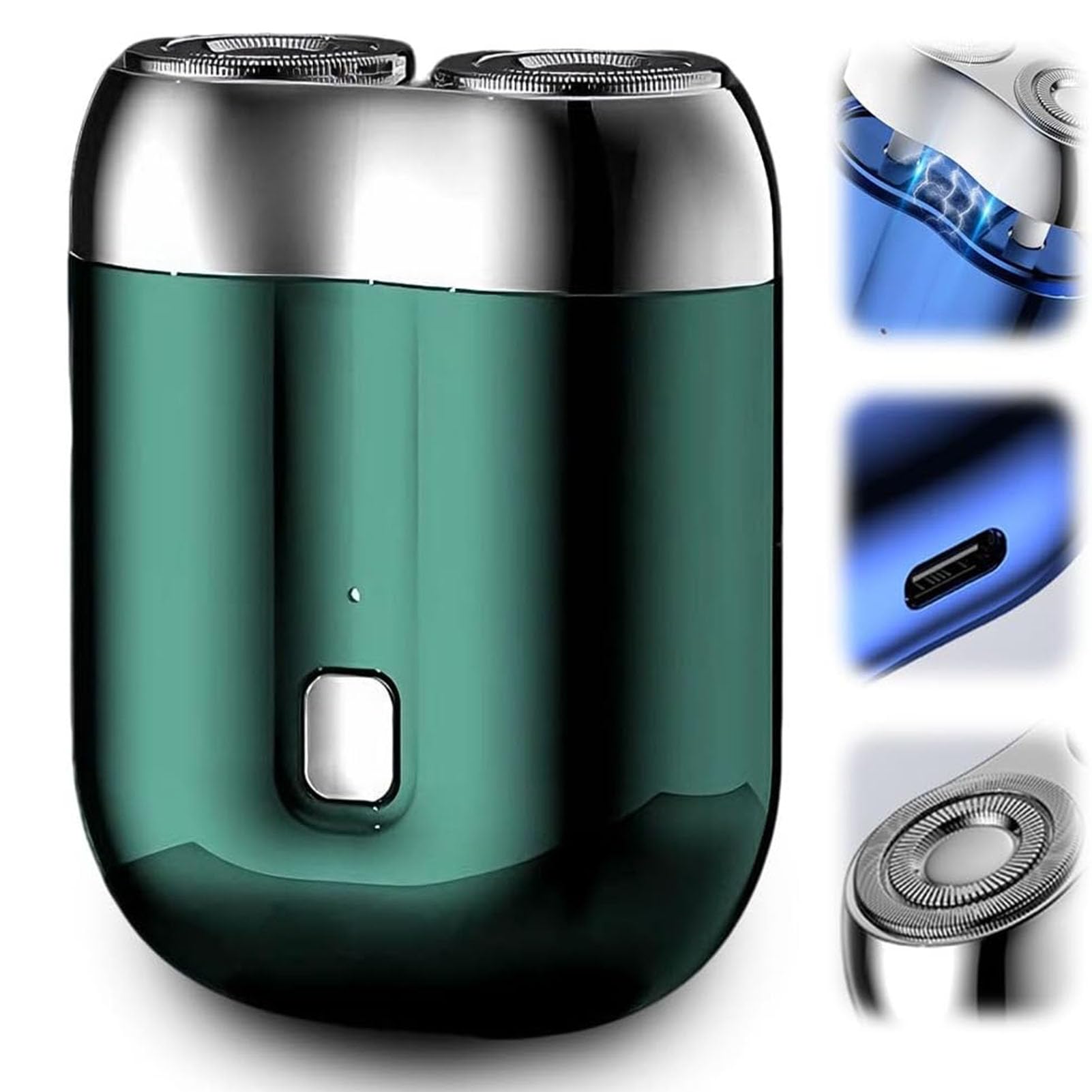 2026 New Upgrade Pocket Shaver, Rechargeable Waterproof Gradientis Color Mini Electric Shavers for Men, Washable Double Head Razor (Green)