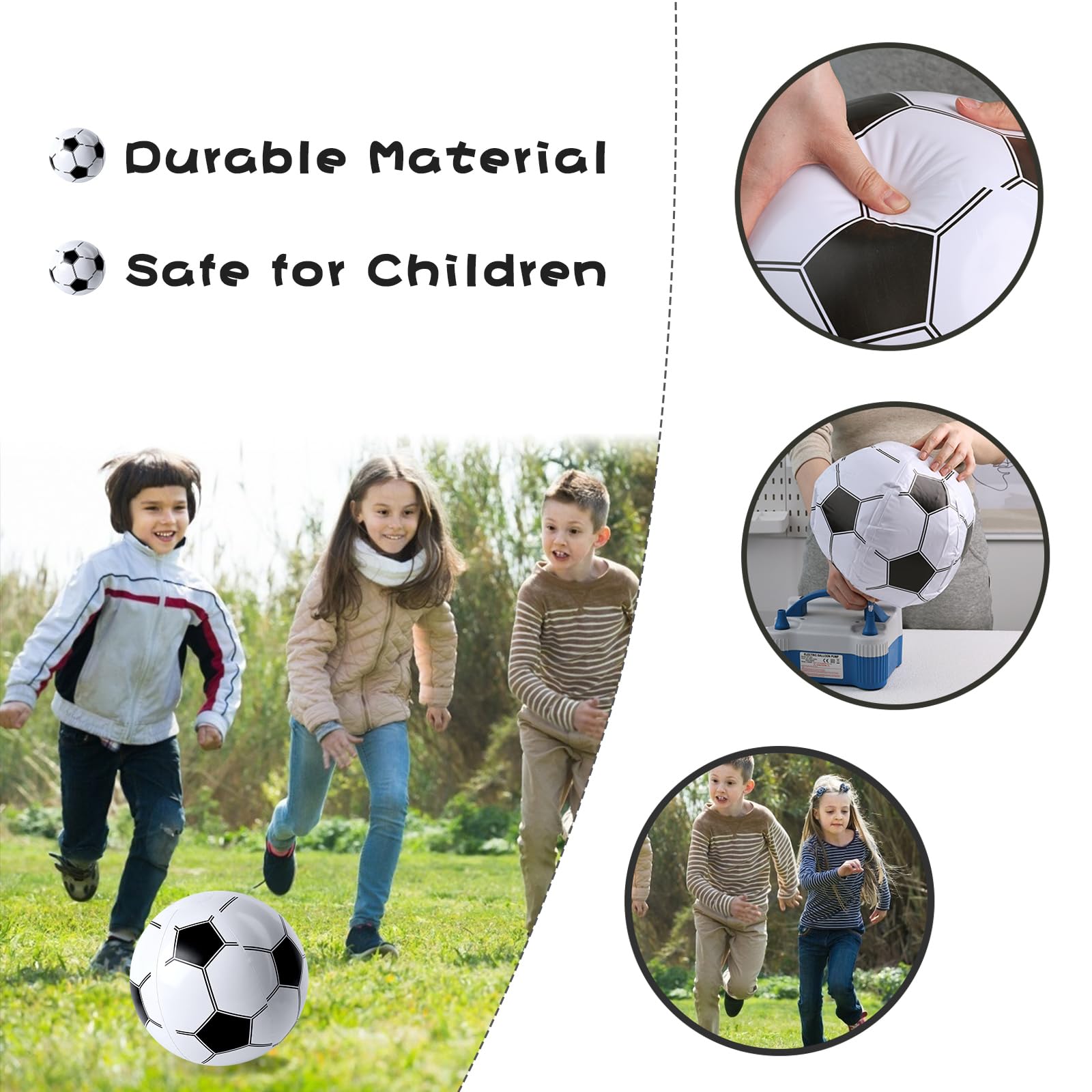 3 pelotas de fútbol inflables, bolas de playa grandes de 12 pulgadas para decoraciones de fiesta de fútbol, recuerdos de fiesta en la piscina 3