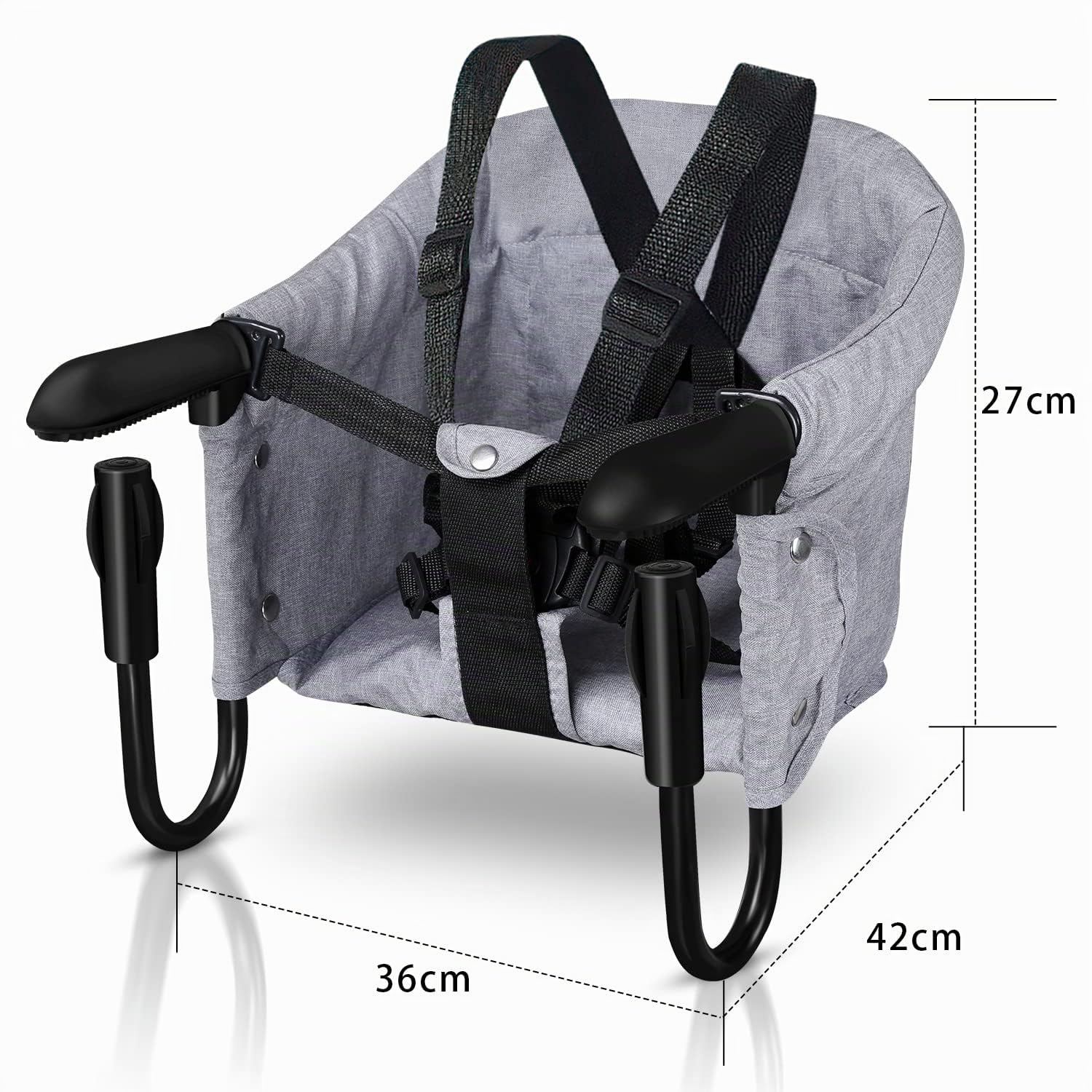 Seggiolino pieghevole per bambini, seggiolone per bambini, seggiolino da tavolo per bambini per casa e viaggi con borsa da trasporto, caricabile fino a 18 kg (grigio)