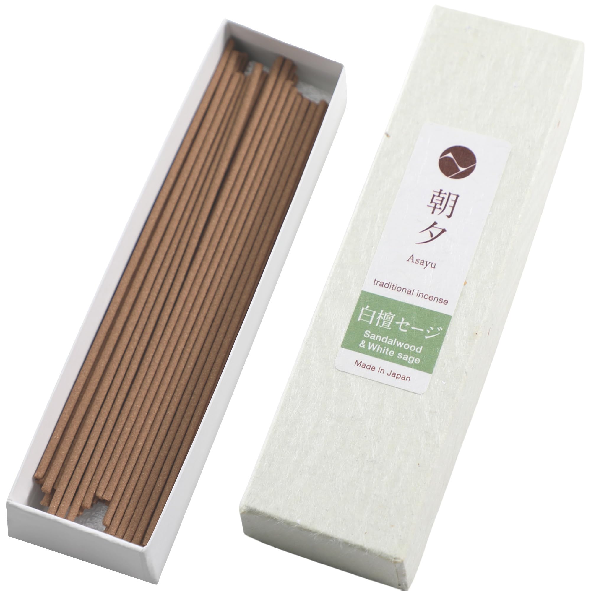 Asayu Japan Traditional Smoke Incense Sticks Sandalwood & White Sage Blend Fragrance Scent 20g (0.71oz) for Morning Meditation, Relax or Yoga, Made in Japan - Sandalwood & White Sage Blend