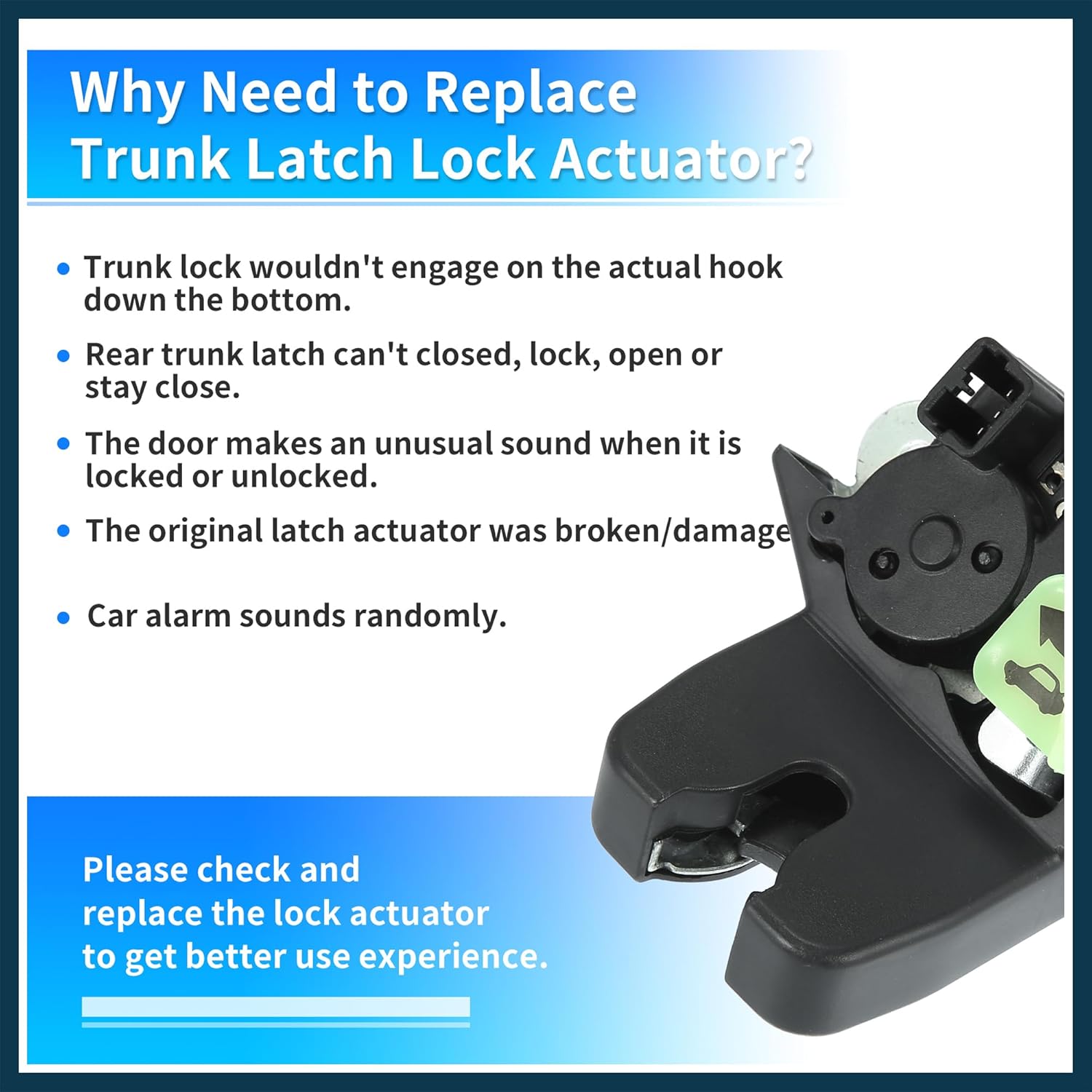 Rear Liftgate Door Lock Actuator for Hyundai Elantra 2017-2019 Plastic and Metal Replacement | Rear Side Tailgate Latch Motor 1 Pcs