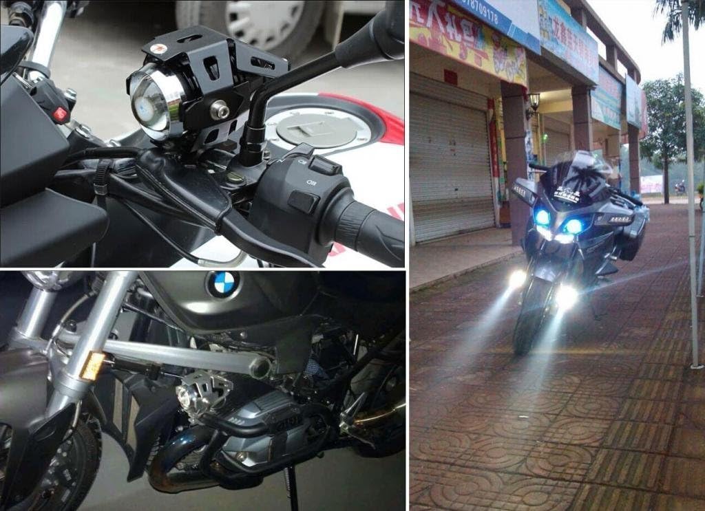 Motorcycle 125W U5 LED Driving Fog Head Spot Light White Lamp Headlight (Black)