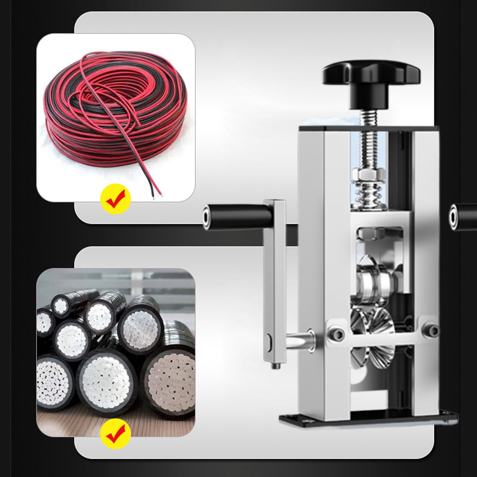 Pelacables eléctricos, máquina pelacables automática | Alicates manual/eléctricos,Accesorios de pelado de cobre con manivela para cable multinúcleo de 1 a 25 mm, alambre de monofil