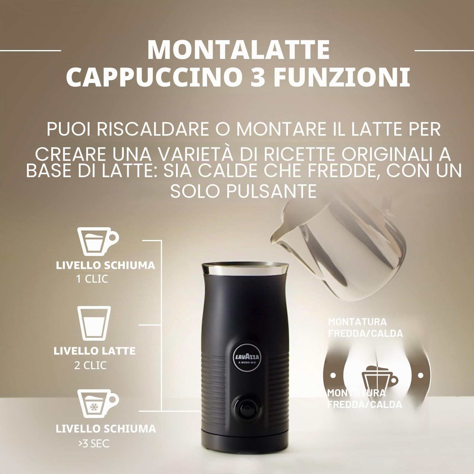 Lavazza Montalatte Easy A Modo Mio, Per Ricetta A Base Di Latte, Nero