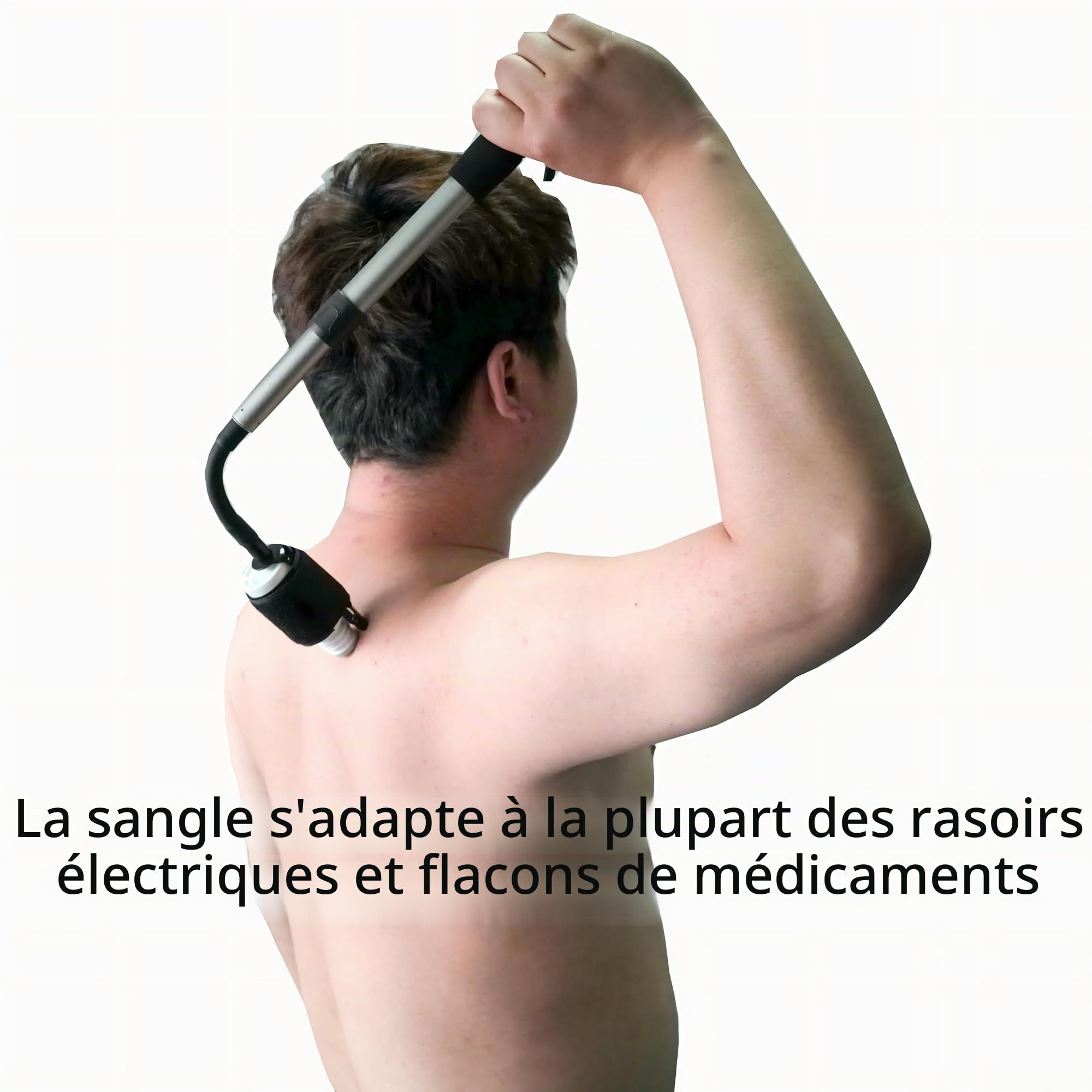 EASACE Poignée d'extension de rasoir avec longueur et courbure réglables, brosse à cheveux, brosse pour le corps pour brossage humide ou sec, applicateur de drogue