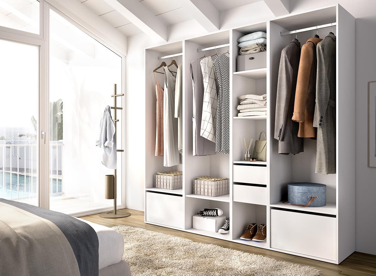 DEKIT Grupo RIMOBEL-Conjunto Armario-VESTIDOR con 2 CAJONES+2 ZAPATEROS,Trasera Reversible