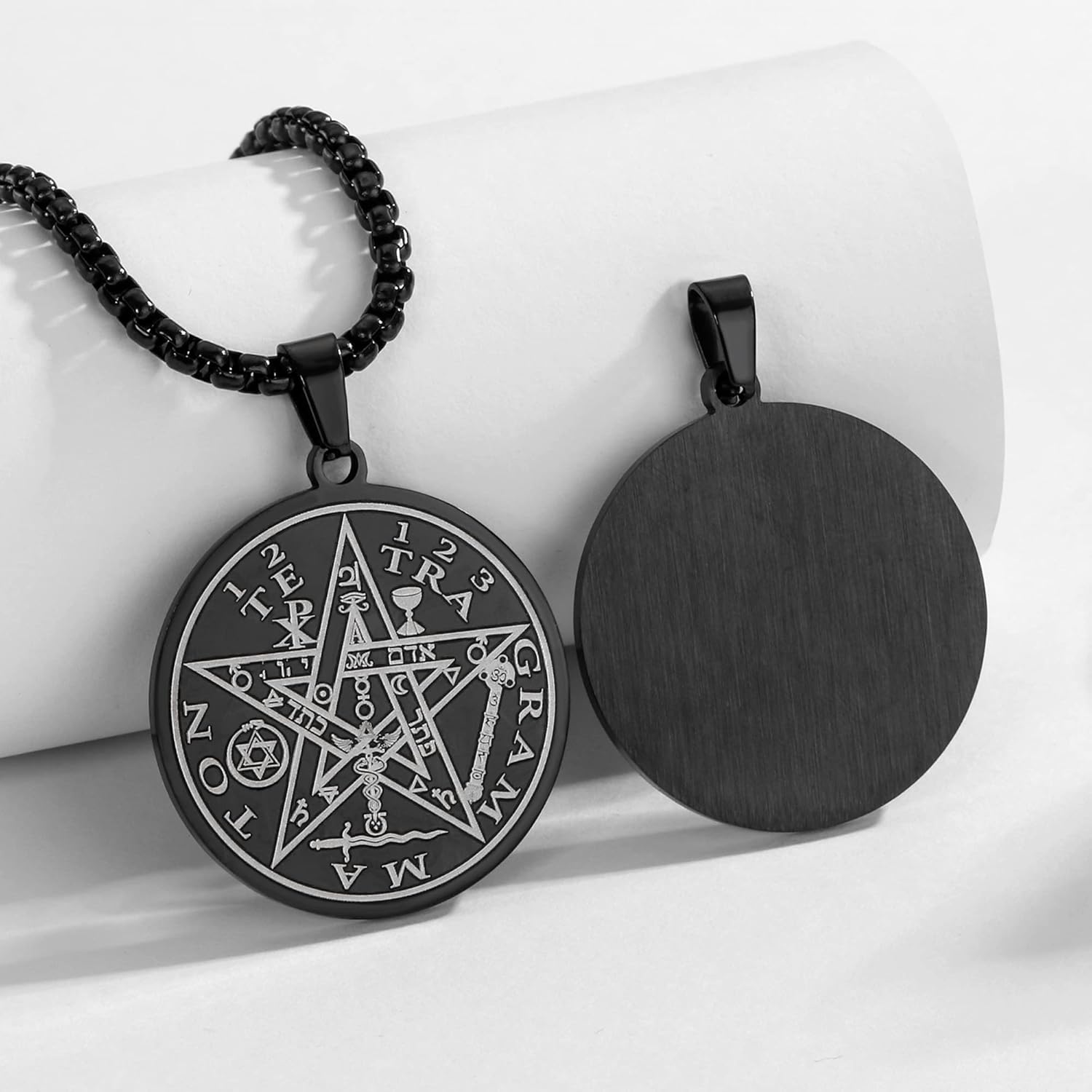 Tetragrammaton Pentacle Necklace for Men Pentagram Protection Amulet Wicca Jewelry, Five-pointed Star, Magical,The Ancient Power Name of God Stainless Steel 24 inches - Image 7