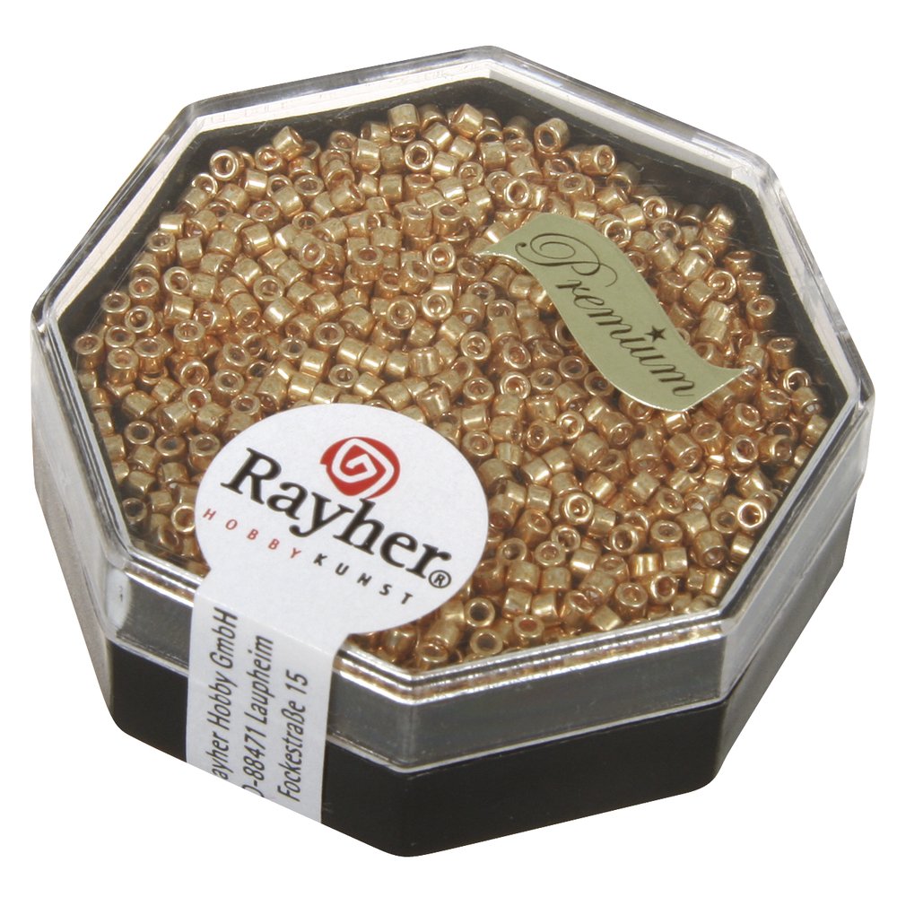 Rayher Gold Delica Rocaille Beads For Bead Weaving, Miyuki Seed Beads For Jewellery Making And Crafts, Glass Beads, 1.6Mm, 4G, 14760616