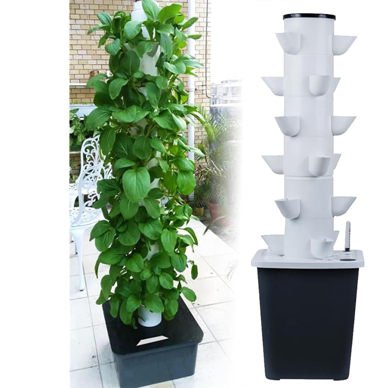 Hidroponía para jardín en Torre, Sistema de cultivo hidropónico, Sistema de cultivo hidropónico con Bomba humectante, adaptador, temporizador. 12/09/15/18 (hoyo)