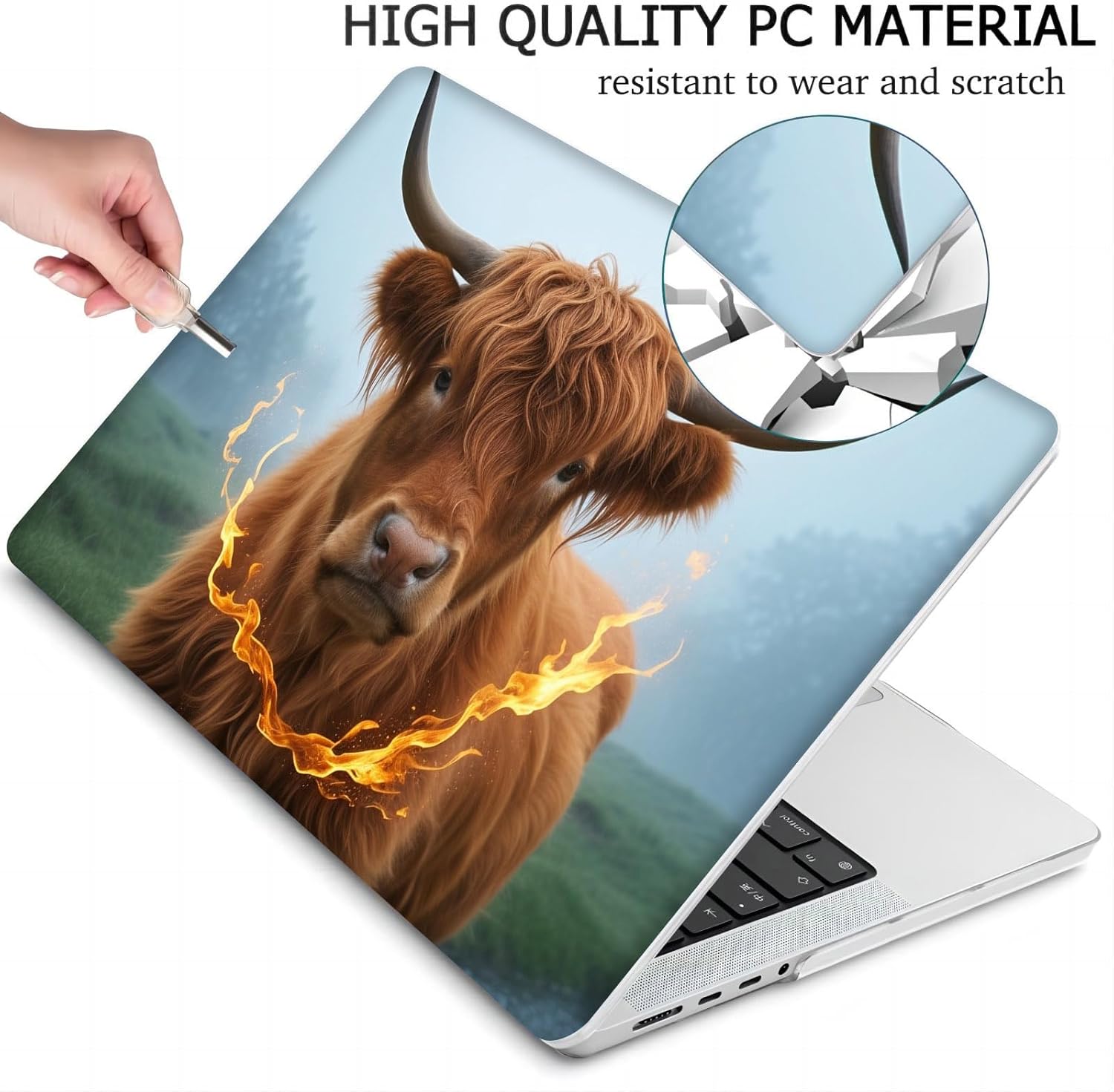 Compatible with MacBook Neo 13-inch, Hard Shell Case with Keyboard Cover and Screen Protector (A3404 A18 Pro chip, 2026 Release) - Highland Cow MC21517
