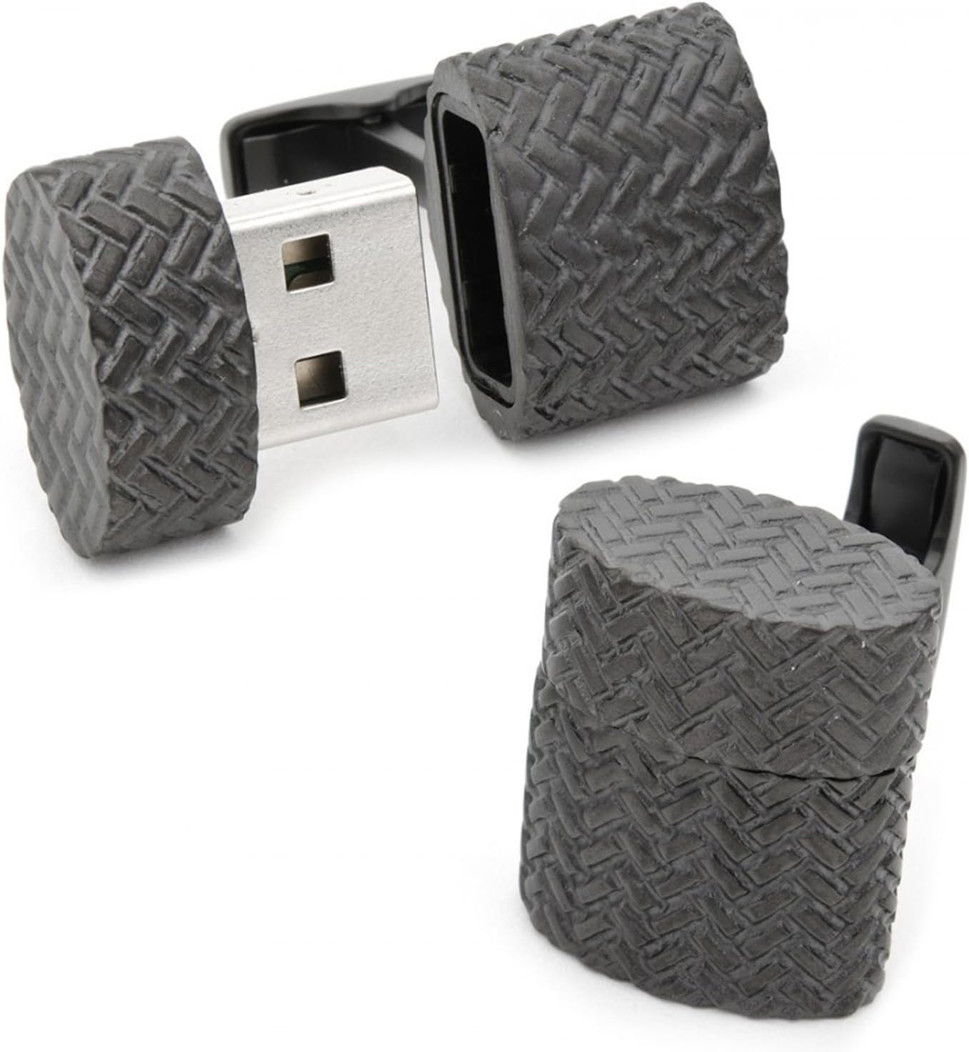 Iron Black Woven Oval USB Cufflinks
