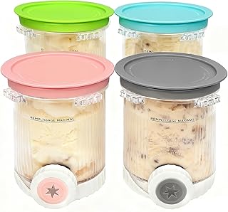 4 Pièces Récipient pour Ninja Swirl by CREAMi Machine à Glace NC700 Series, Pots Compatibles avec Ninja Swirl, pour Ninja NC701EU Accessoire Sans BPA et Lave-vaisselle (4PCS)