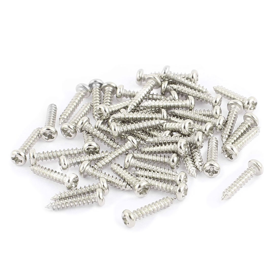 sourcing map 50pcs M2 x 10mm Stainless Steel Phillips Pan Round Head Self Tapping Screws