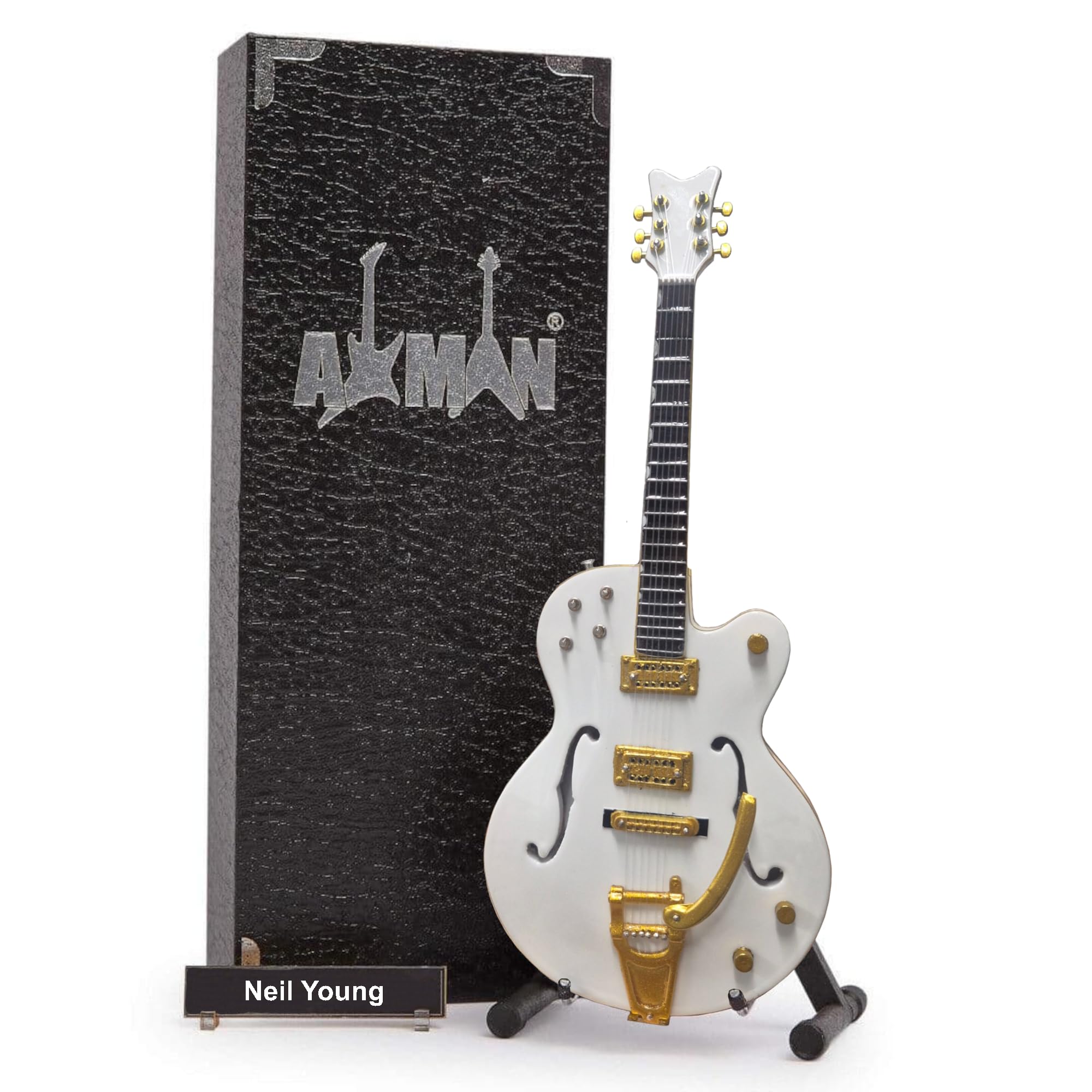 Neil Young Gretsch White Falcon Guitare électrique – Réplique de guitare miniature – Cadeaux de musique – Fait à la main à l’échelle 1/4 – Comprend une boîte de présentation, une étiquette de nom et - Les Beatles, Paul McCartney, John Lennon, RIngo Starr, George Harrison Neil Young Gretsch White Falcon Guitare électrique – Réplique de guitare miniature – Cadeaux de musique – Fait à la main à l'échelle 1/4 – Comprend une boîte de présentation, une étiquette de nom et
