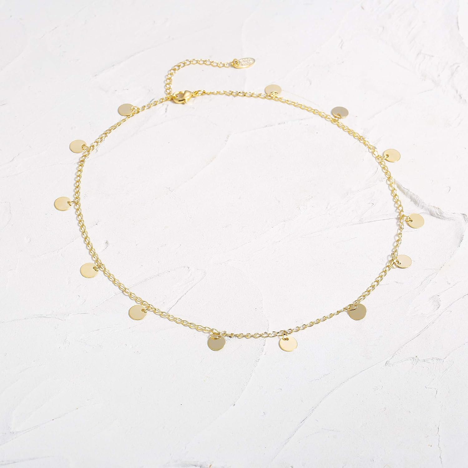 Gold Choker Necklaces 14K Gold Plated/Silver Disc Choker Necklaces Dangling Star Heart Pendant Necklaces Summer Beach Boho Necklaces Aesthetic Necklace Gift for Women