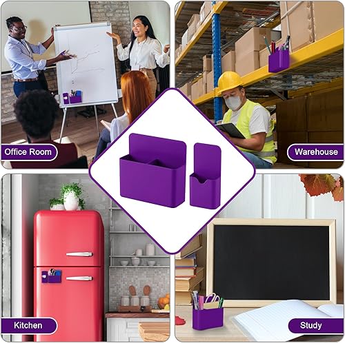 Miniatura 35 de Soporte magnético para bolígrafo, paquete de 2 soportes magnéticos de borrado en seco con compartimentos generosos, marcador de almacenamiento Verde