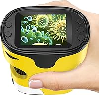 Vista 10 de Microscopio de mano 1000X para niños, pantalla 4K de 2.0 pulgadas, mini microscopios digitales de bolsillo recargables con kit de portaobjetos