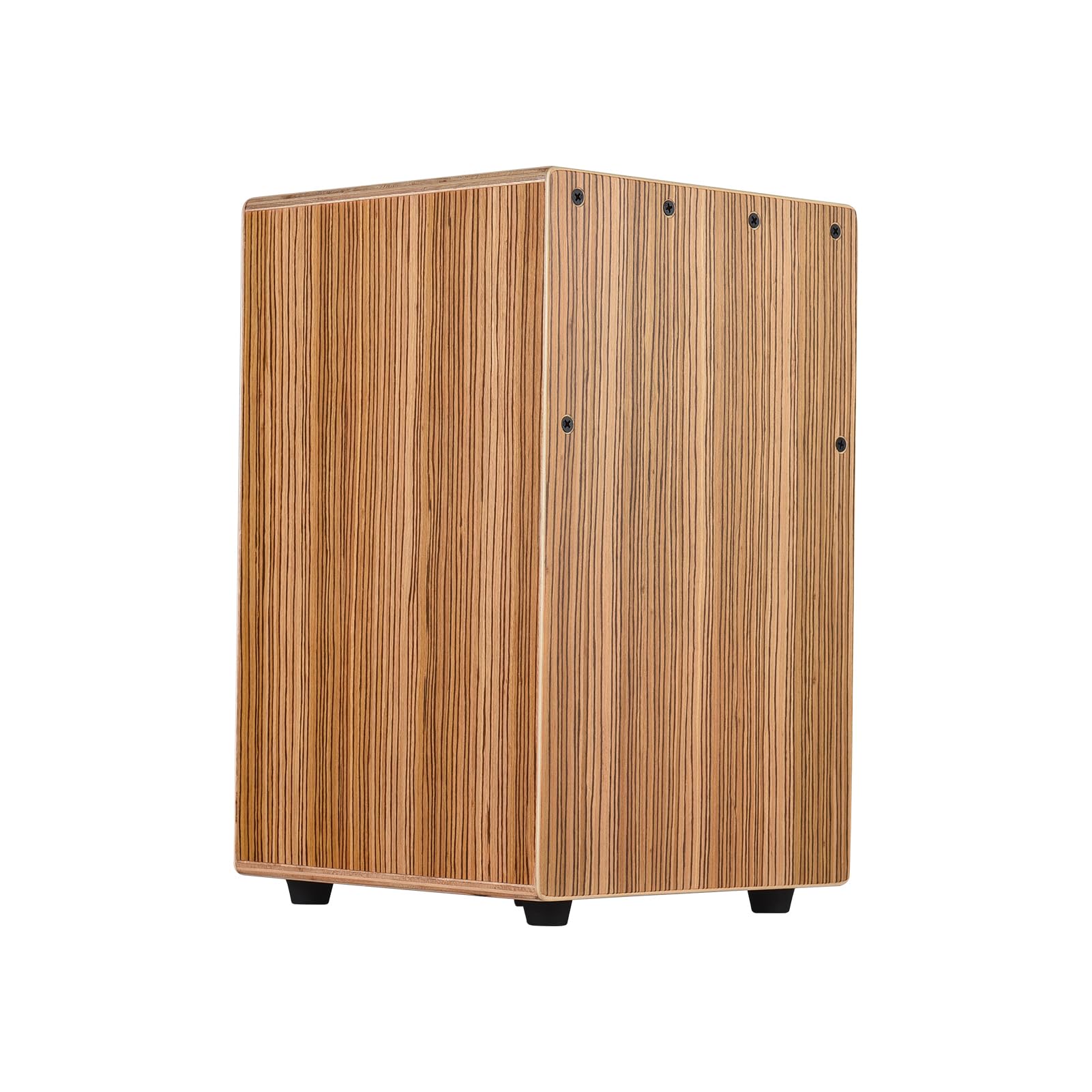 Vikye Cajon Drum Box Bęben Drewniany Bęben Ręczny Instrument Perkusyjny Drewno Zebry Gładka i Błyszcząca Powierzchnia Efekt Basowy, Antypoślizgowy do Występów w Pomieszczeniach i na Zewnątrz (Styl