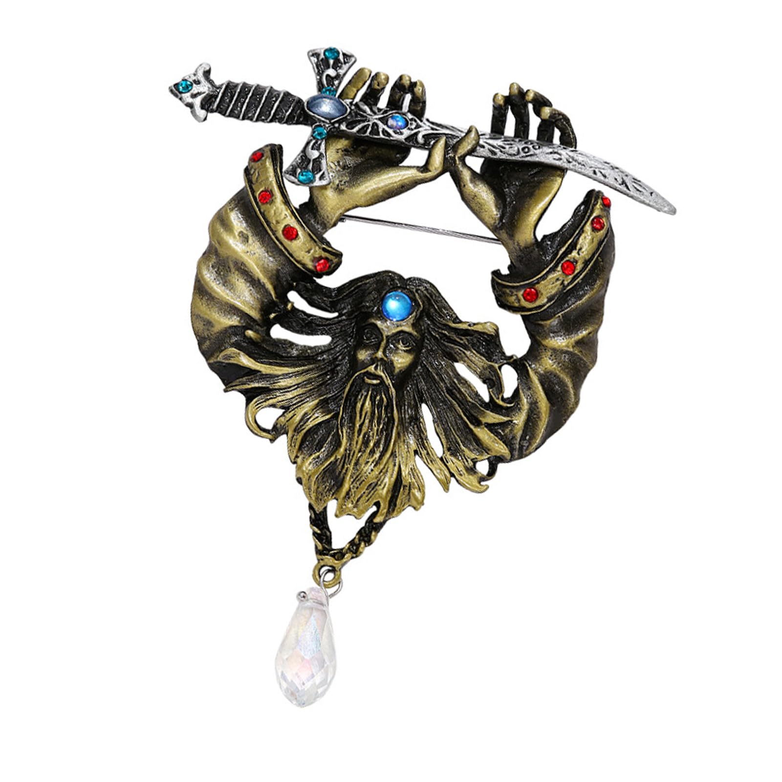 Vintage Holding Swords Pirate Brooch Pins For Men Crystal Lapel Pin Badge Men's Suits Shirt Pin Accessories Jewelry Vintage Jewelry Gifts