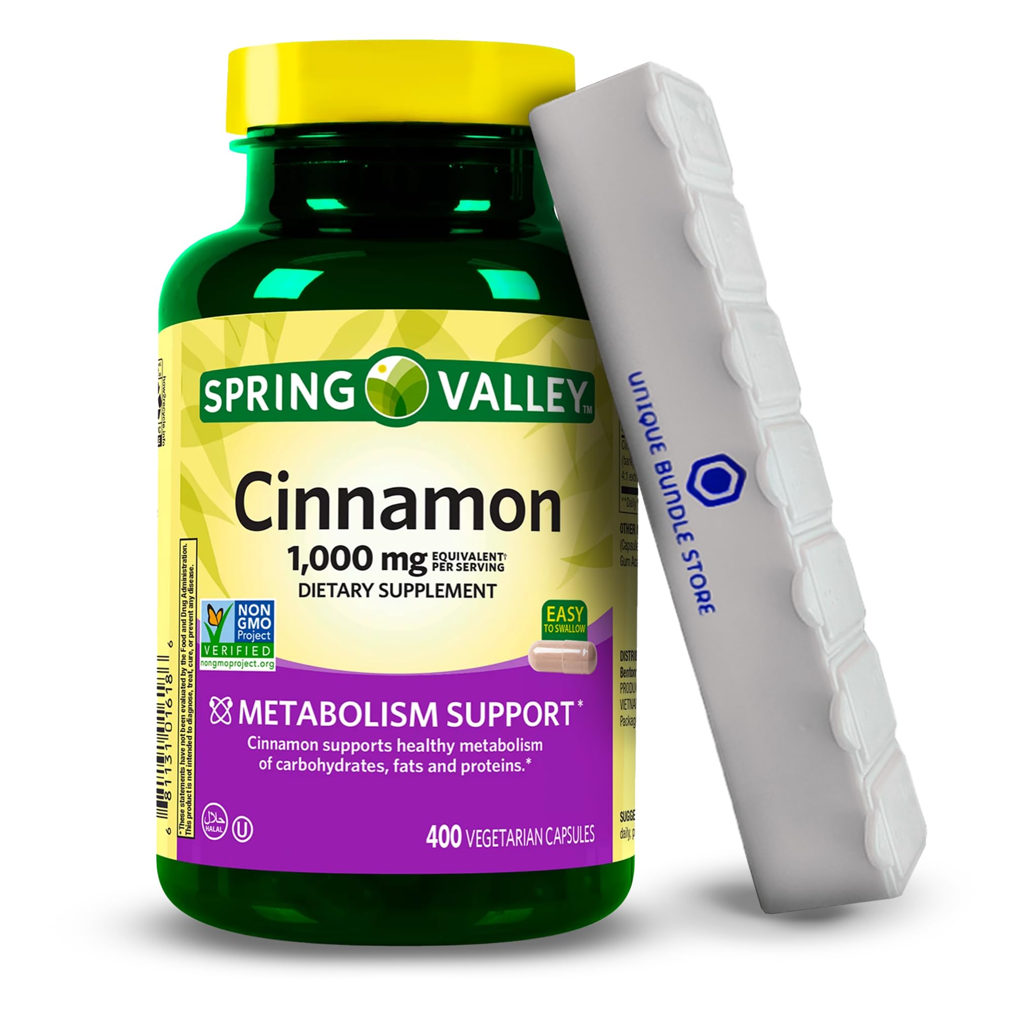 Cinnamon 1000 mg, 400 Capsules - Dietary Support Vegetarian + UB Store Sticker (Pack of 1)