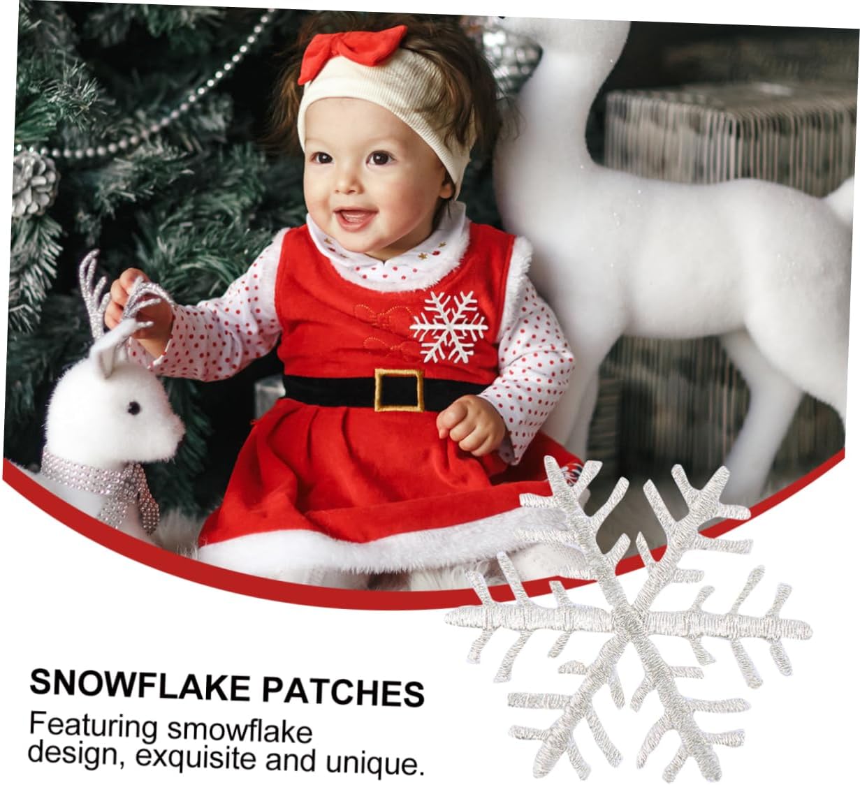 DOITOOL 18pcs Snowflake Applique for Christmas Crafts Fabric Embroidery Patches for Clothing Bags and Holiday Decorations