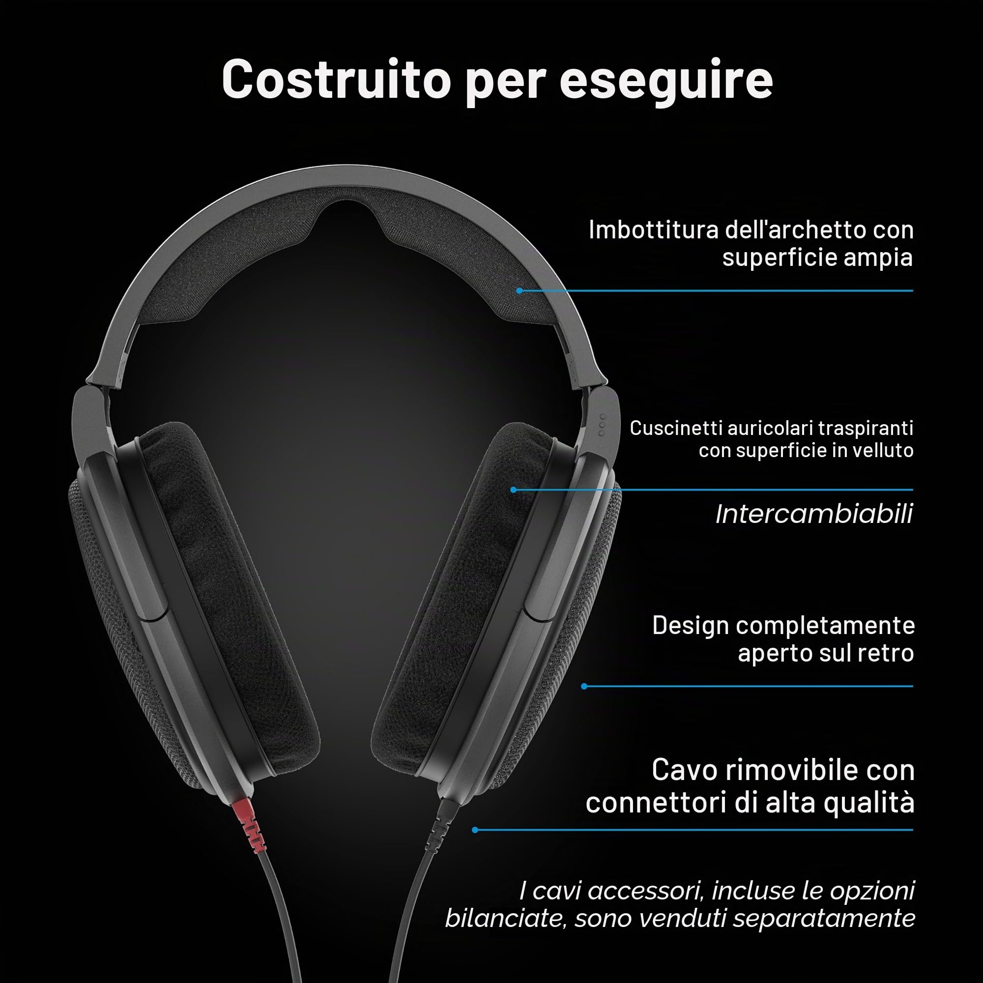 Sennheiser HD 600 508824 Auricolari, Nero