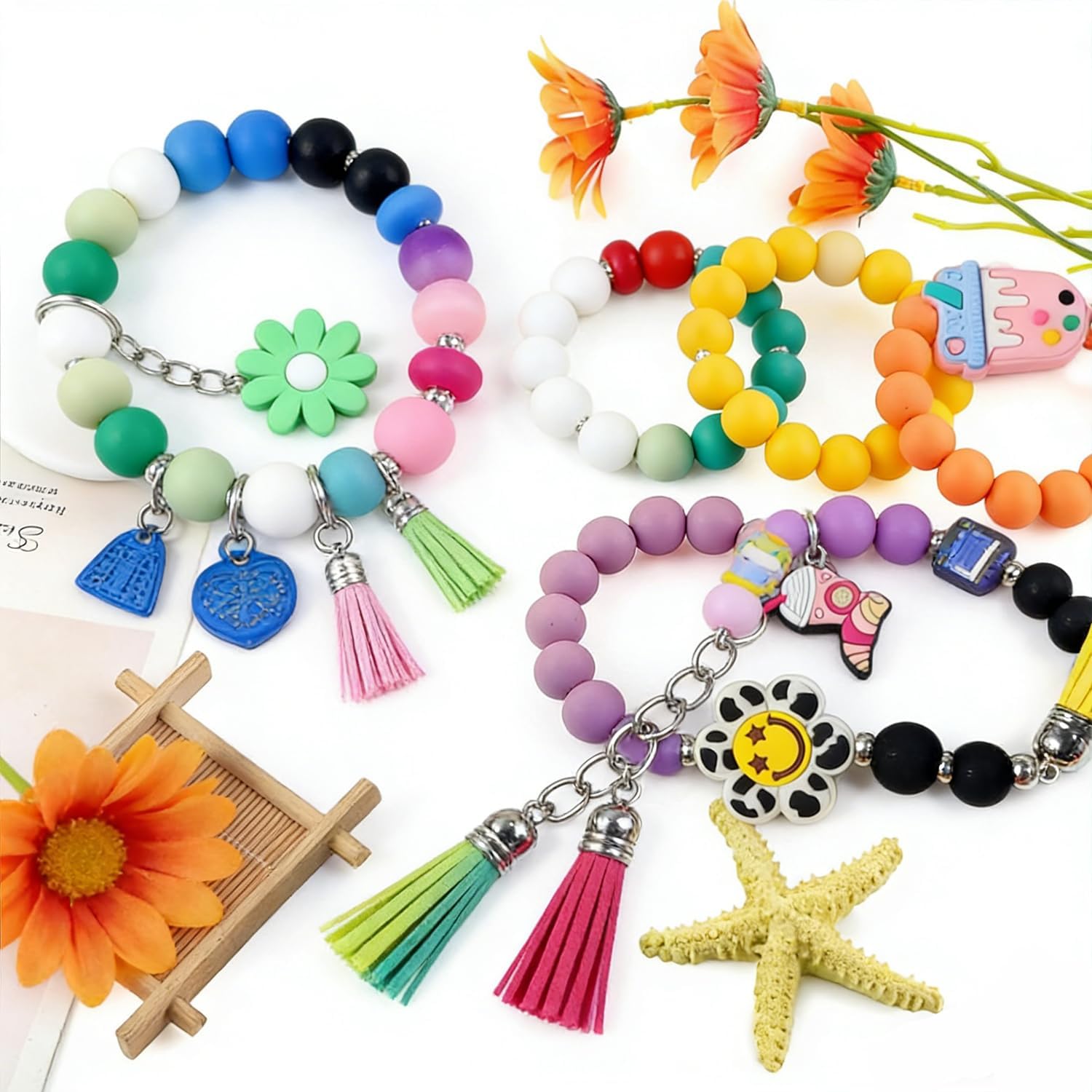 SOLIFEGLOBE 100pcs 15mm Colorful Silicone Beads for DIY Jewelry Necklaces, 20 Colors Round Silicone Beads for Keychain Making, BPA Free - Image 3