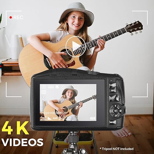 Miniatura 4 de Cámara digital 4K 48MP Vlogging Cámara para vloggers de YouTube Cámaras compactas para fotografía Regalos para principiantes adolescentes con