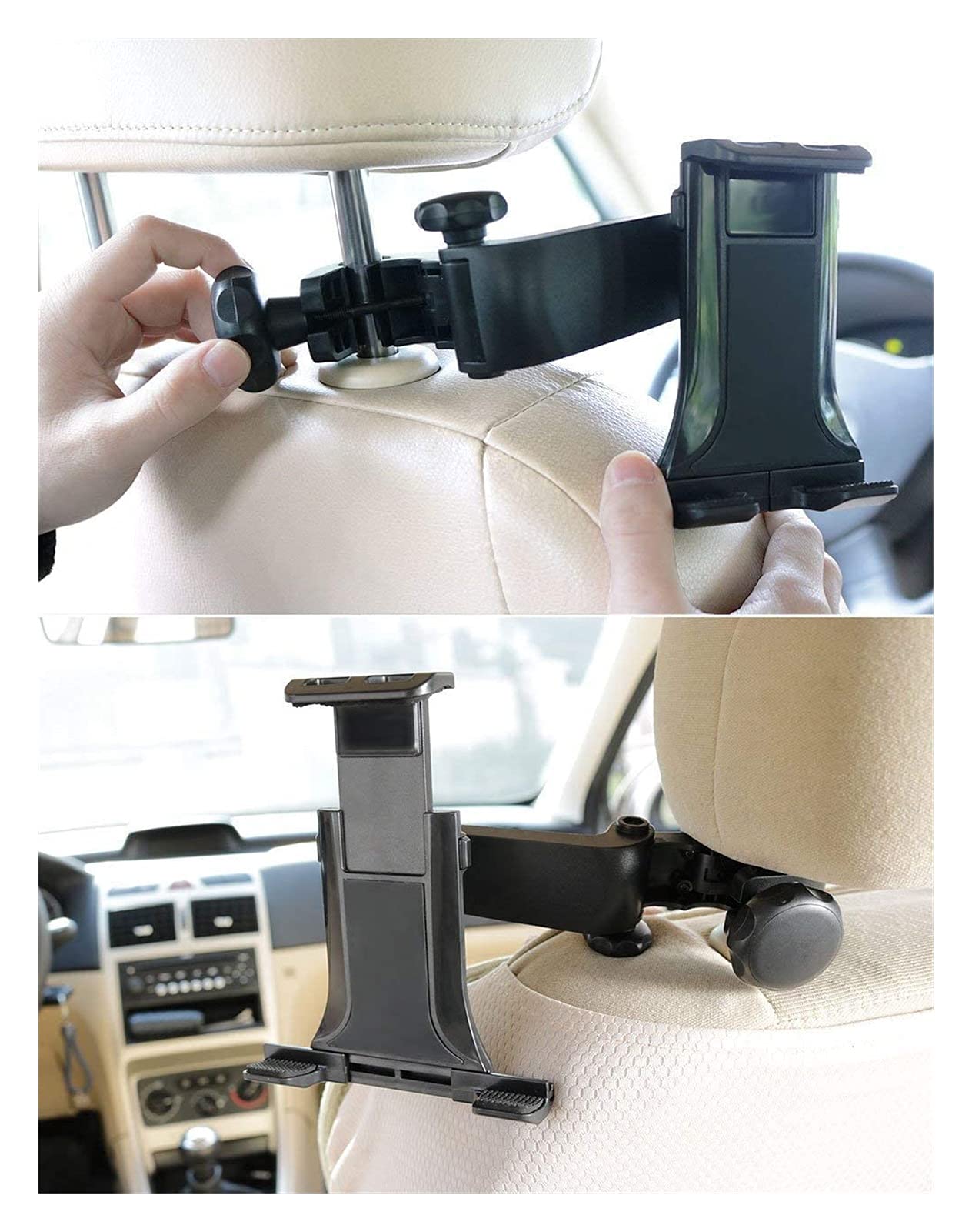 JJJ Montatura del poggiatesta Automobile BLKEER 360. Culla Rotante for seggiolino Auto for Tutte Le tavolette da 4,5~11 ", for PRO, Air Mini, Tab, Kindle, Telefono Black