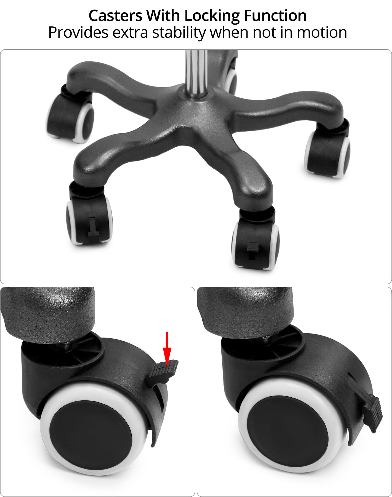 QWORK® Supporto per infusione con ruote, con 4 ganci, per ospedale e casa, acciaio inossidabile, regolabile in altezza