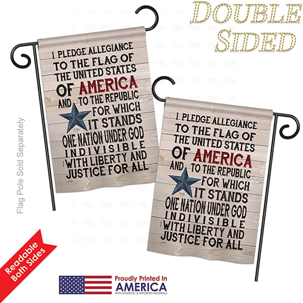 Breeze Decor G161085 Pledge of Allegiance Americana Patriotic Impressions Decorative Vertical Garden Flag 13" x 18.5" Printed In USA Multi-Color