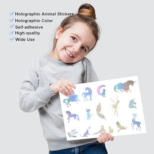 Miniatura 6 de Etiquetas adhesivas holográficas para vacaciones calcomanías de arcoíris de aliento para niños calcomanías de recompensas para pequeñas empresas