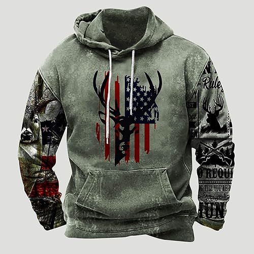 Miniatura 3 de Hoodies For Men Oversized Graphic Long Sleeve Pullover Sweatshirt Trendy Drawstring Pocket Tops Aesthetic Streetwear