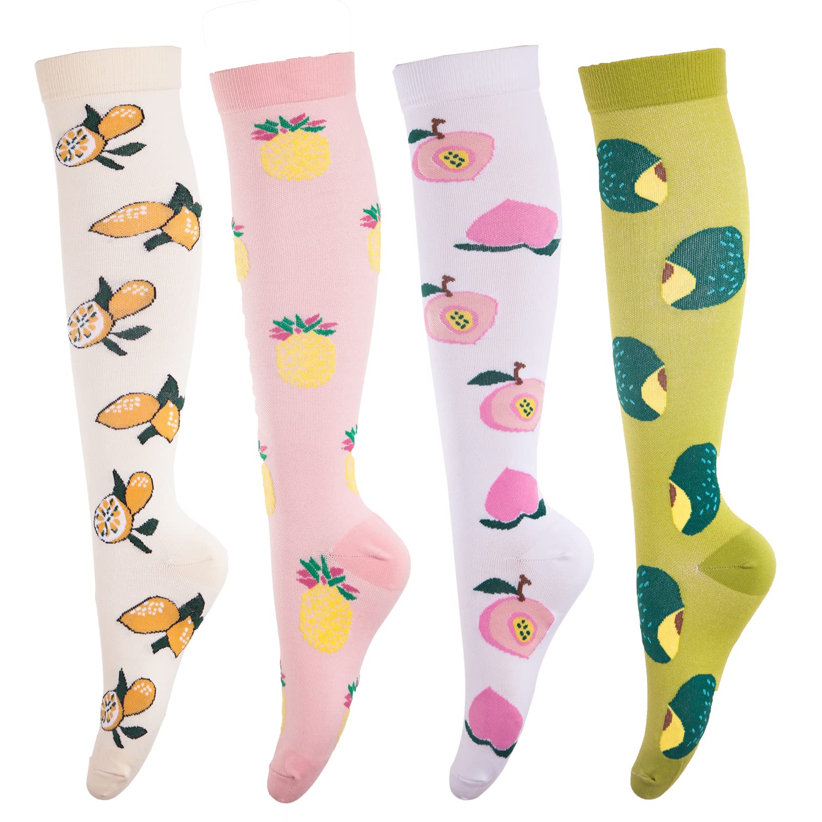 Anwaiju Compression Socks for Women & Men Medical Circulation (4 Pairs) Stocking 20-30 mmHg Support for Sports, Running, Nurse, Walking, Travel, Flight, Pregnancy